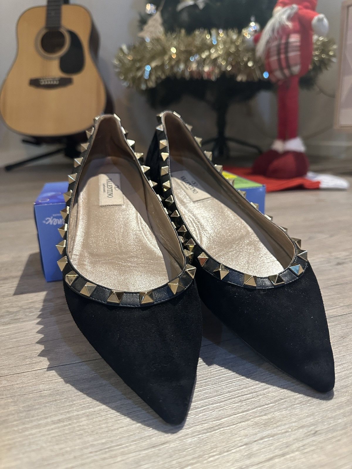 Valentino Ballerines Valentino Garavani Rockstud en Daim Noir Size US 5.5 / IT 35.5 - 2 Thumbnail