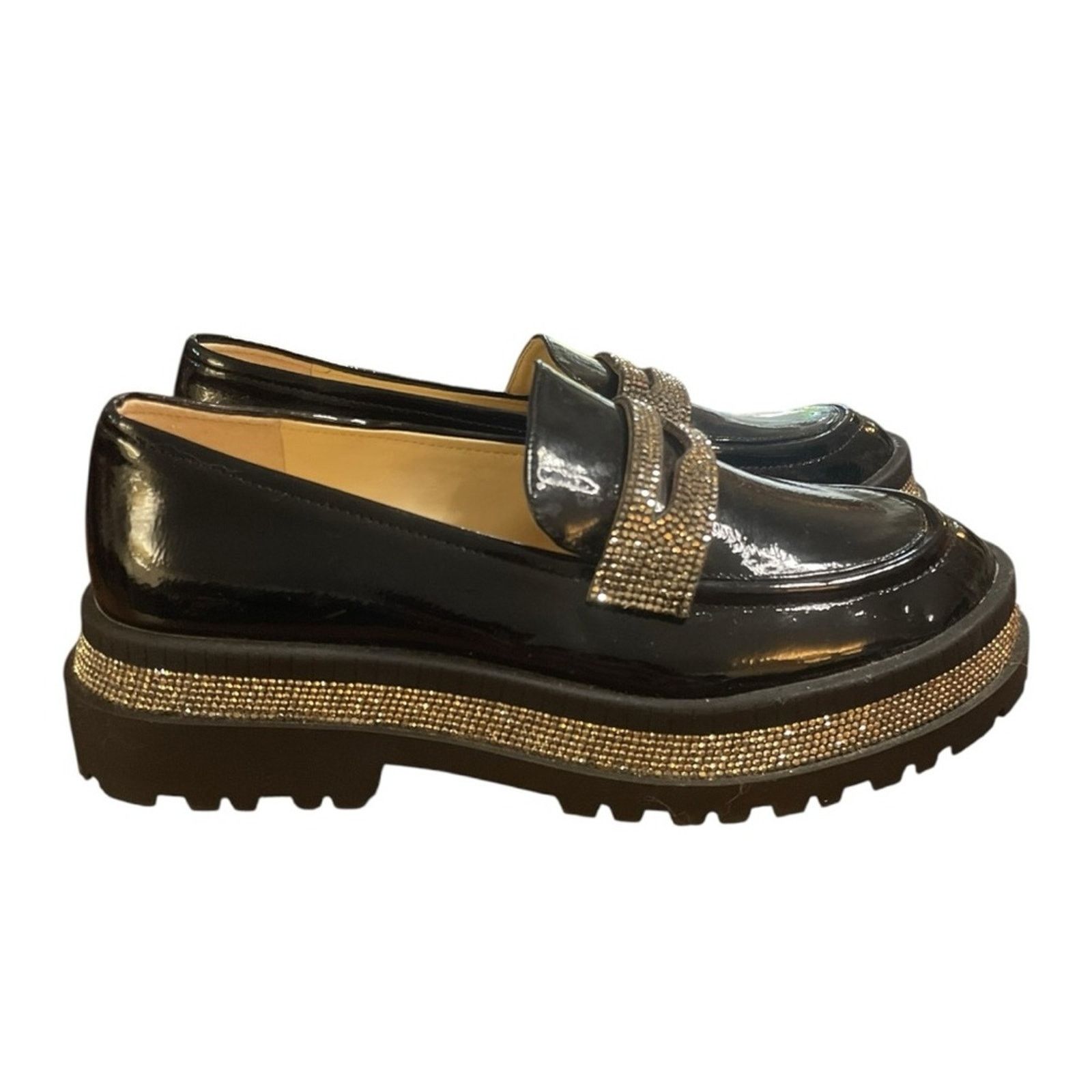 Jessica Simpson Jessica Simpson Everlynn Penny Lug Sole Gemstone Loafer Size US 8 / IT 38 - 1 Thumbnail