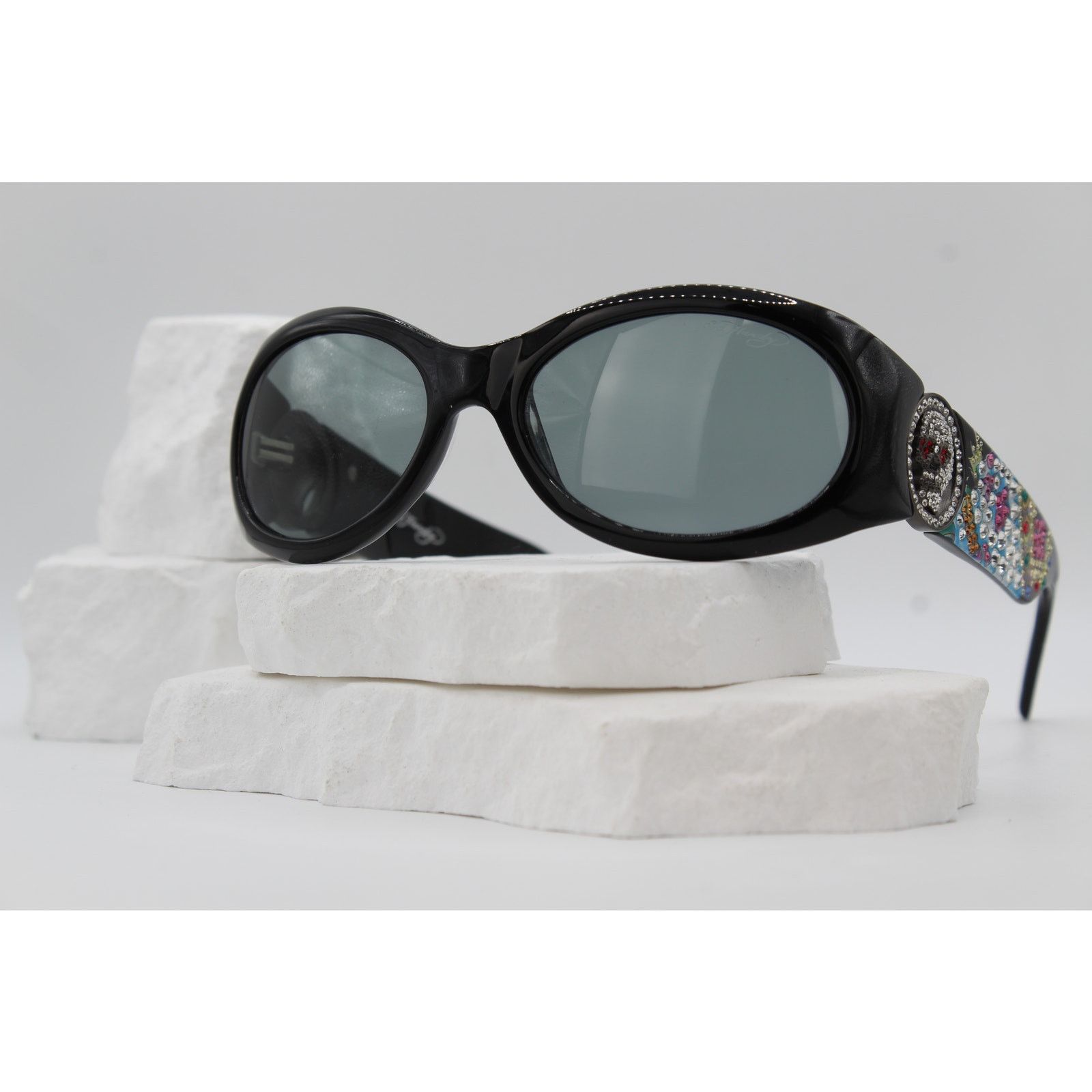Ed Hardy Ed Hardy EHS032 Black Rhinestone Skull Sunglasses 55-17-130 Size ONE SIZE - 1 Thumbnail
