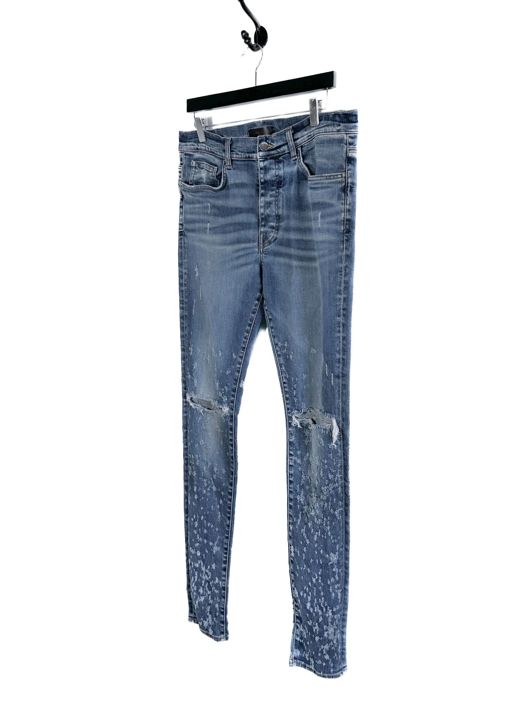 Amiri Amiri Washed Blue Knee Slit Shotgun Jeans Size US 34 / EU 50 - 2 Thumbnail