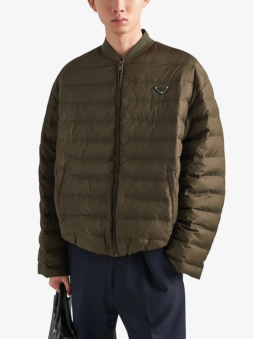 Prada o1bcso1str1025 Triangle-Logo Shell-Down Jacket in Green Size US L / EU 52-54 / 3 - 3 Thumbnail