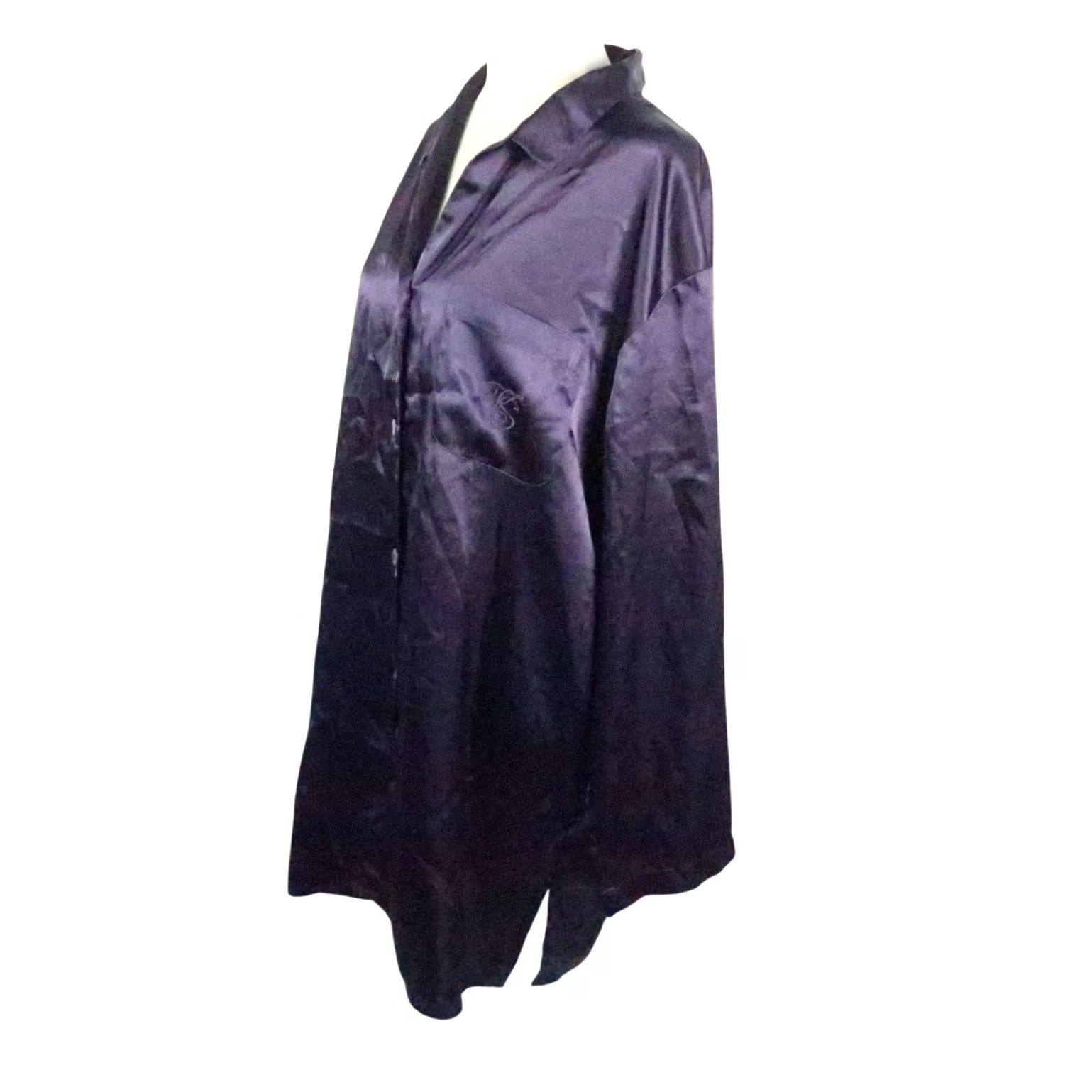 Victoria's Secret VINTAGE Victoria's Secret Dress Satin Purple Sleep Shirt 90s Long Sleeve M Womens Size M / US 6-8 / IT 42-44 - 3 Thumbnail