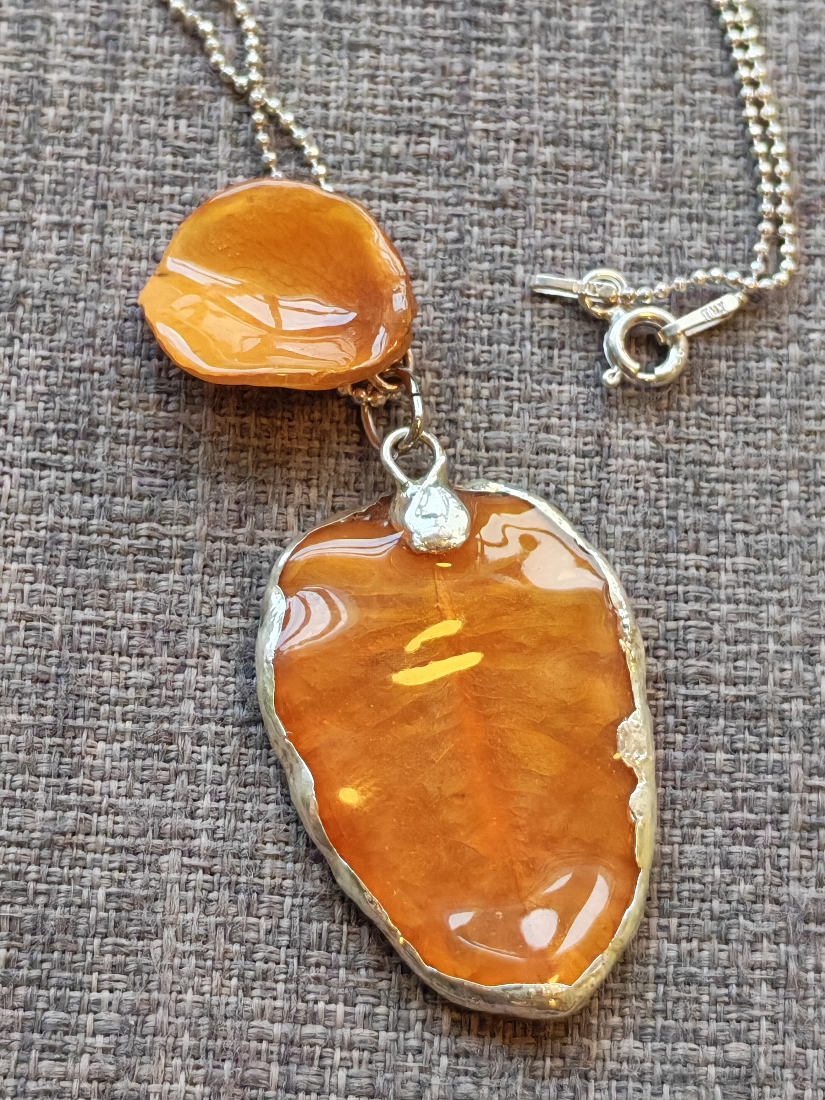 Vintage Amber Necklace Silver 925 Italy Size ONE SIZE - 2 Thumbnail