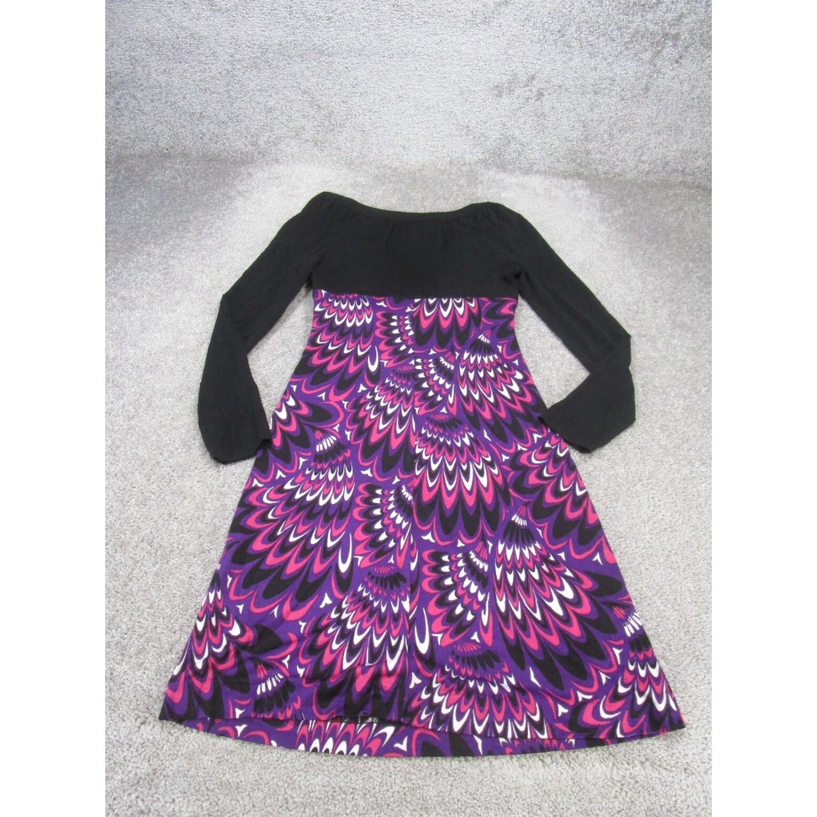Trina Turk Trina Turk Purple Geometric Bodycon Dress Long Sleeve Women's 0 Stretch Knee Length Size XS / US 0-2 / IT 36-38 - 3 Thumbnail