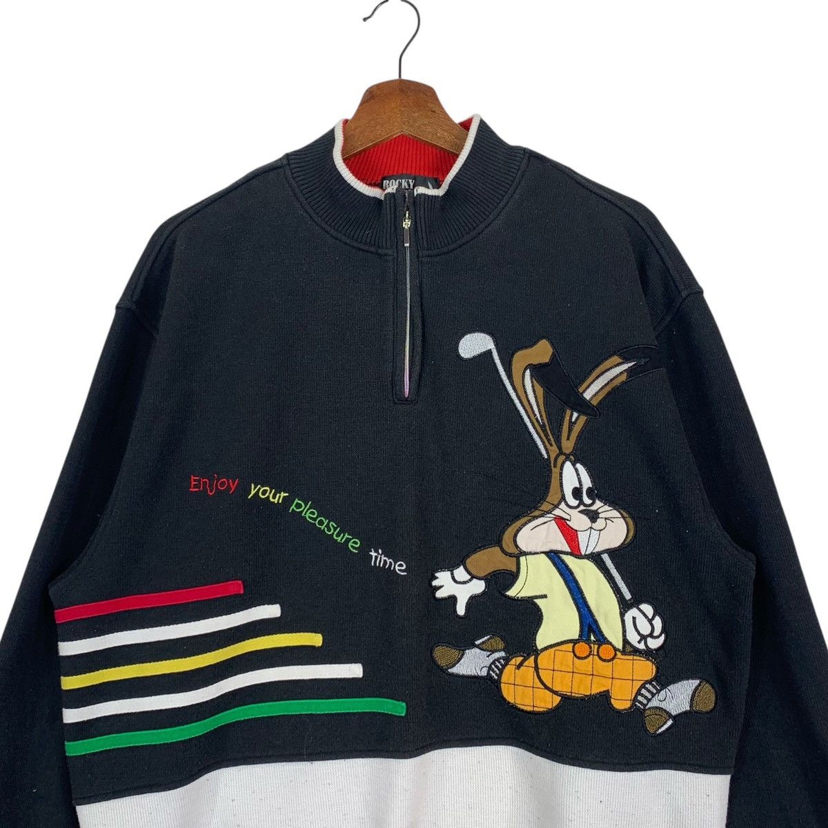 Vintage Vintage Rocky Rabbit Half Zip Sweatshirt Size US L / EU 52-54 / 3 - 2 Thumbnail