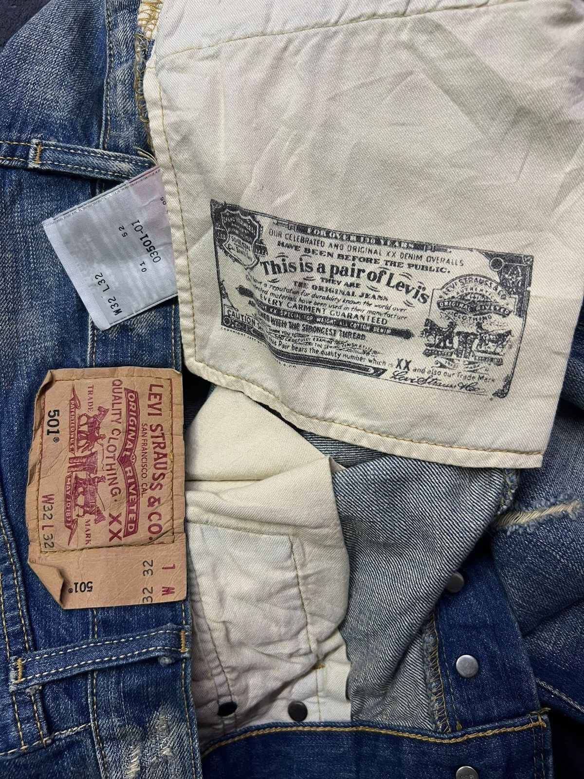 Levi's Loose Vintage 05s Levi’s 501 Japan Denim-Faded Whisker Wash Size US 33 - 15 Thumbnail