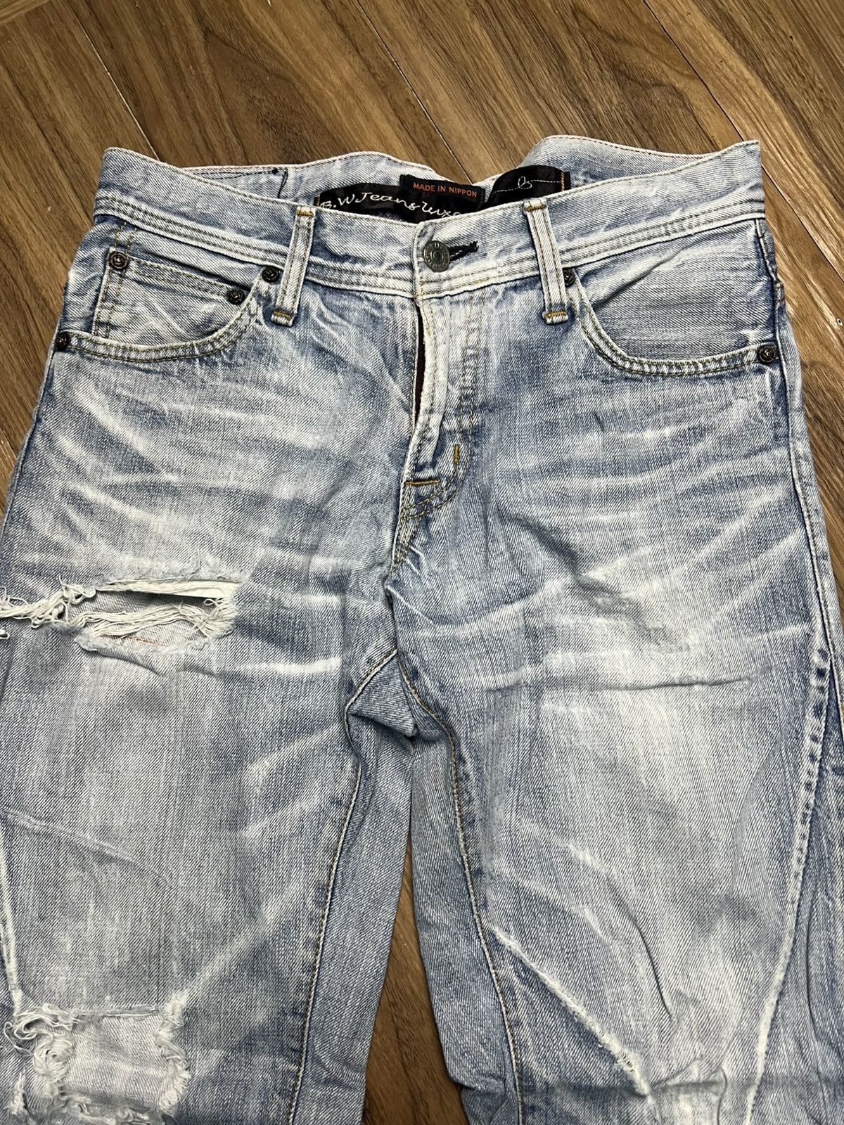If Six Was Nine B.W.Luxe Japanese Distressed Jeans Light Wash (43) Size 30" / US 8 / IT 44 - 3 Thumbnail