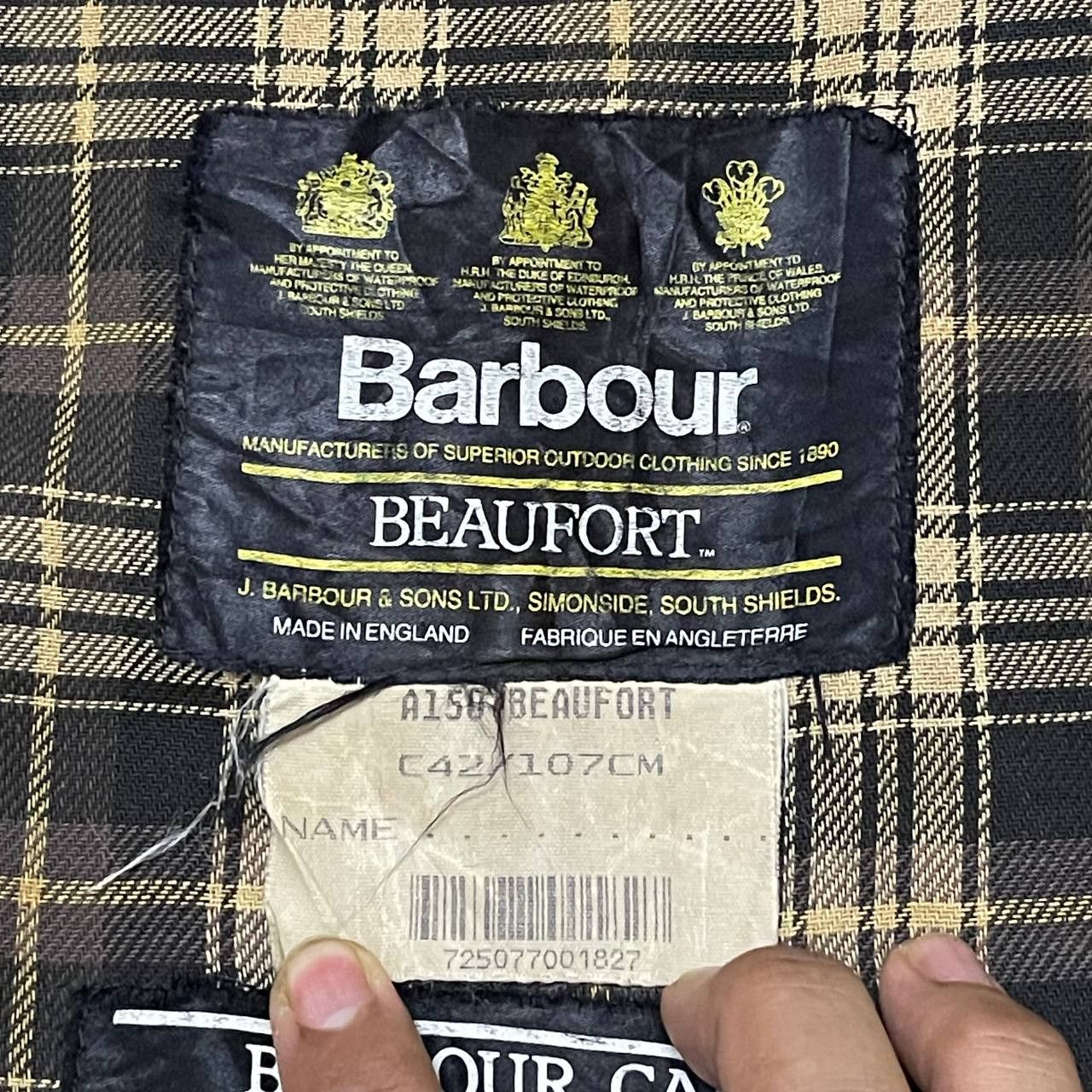 Barbour Vintage 90's Barbour Beaufort A150 Waxed Distressed Jacket Size US M / EU 48-50 / 2 - 15 Thumbnail