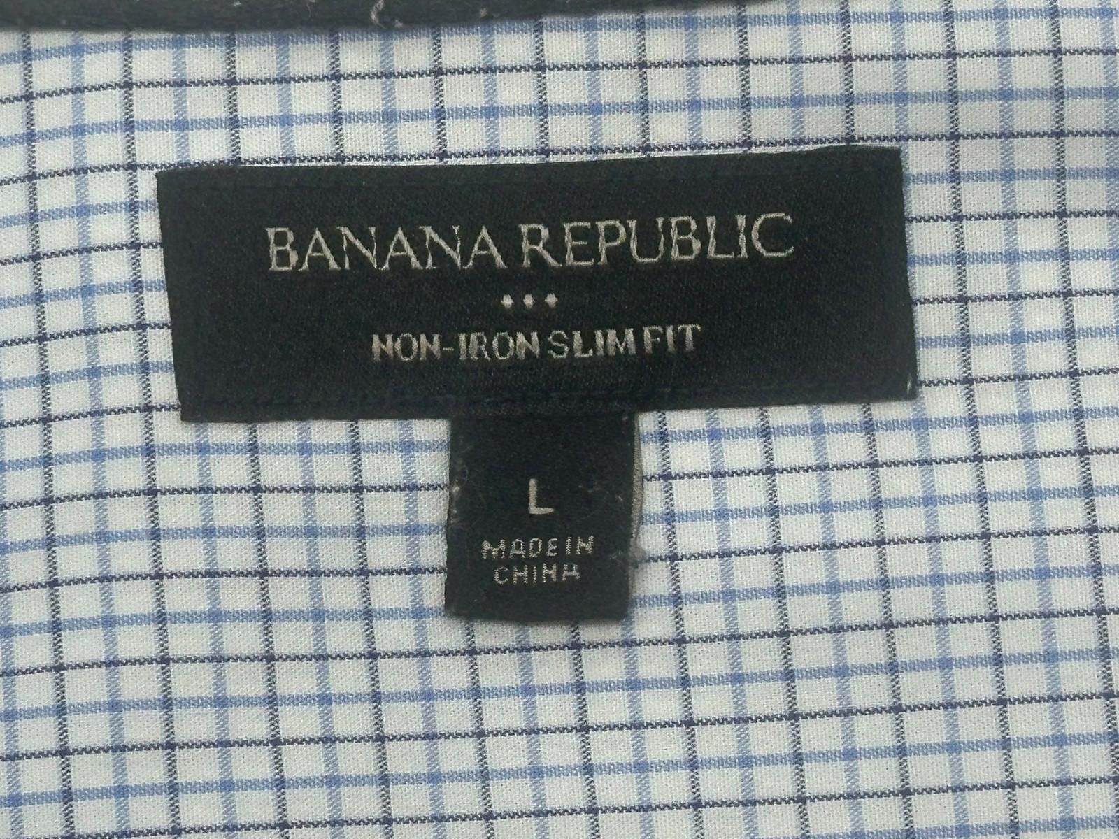 Banana Republic Banana Republic Checked Non-Iron Slim Button Up White Mens L Size US L / EU 52-54 / 3 - 7 Thumbnail