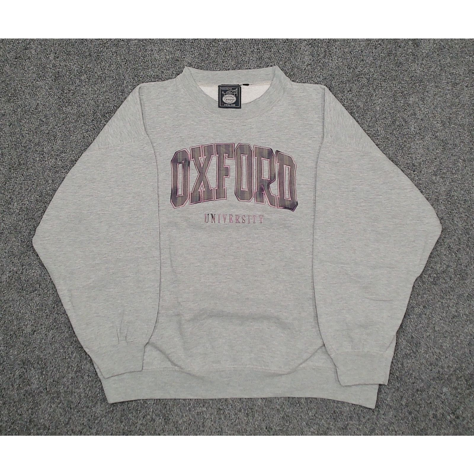 Vintage Vintage Y2K Boxy Oxford University Plaid Spellout Sweatshirt Size L / US 10 / IT 46 - 3 Thumbnail