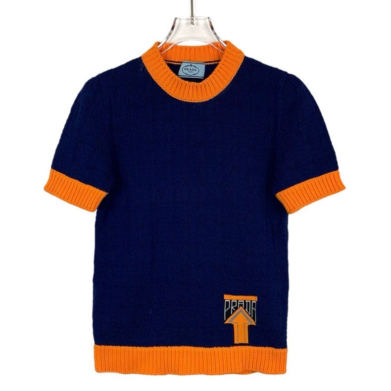 Prada Prada Logo letter inlaid round neck color block cotton kni Size US XXS / EU 40 - 1 Thumbnail
