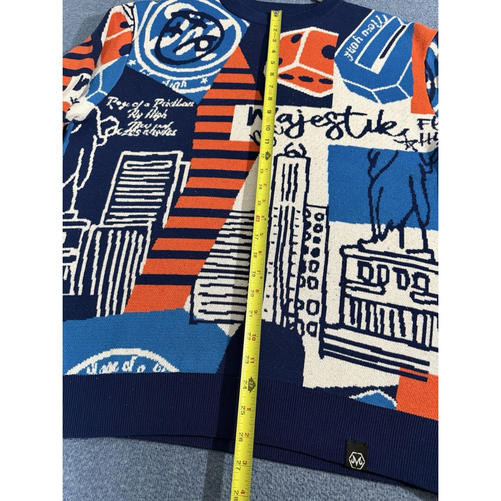Majestic Majestik Sweater - City Graphic - Dark Blue - SW2238 Size L Size L / US 10 / IT 46 - 3 Thumbnail