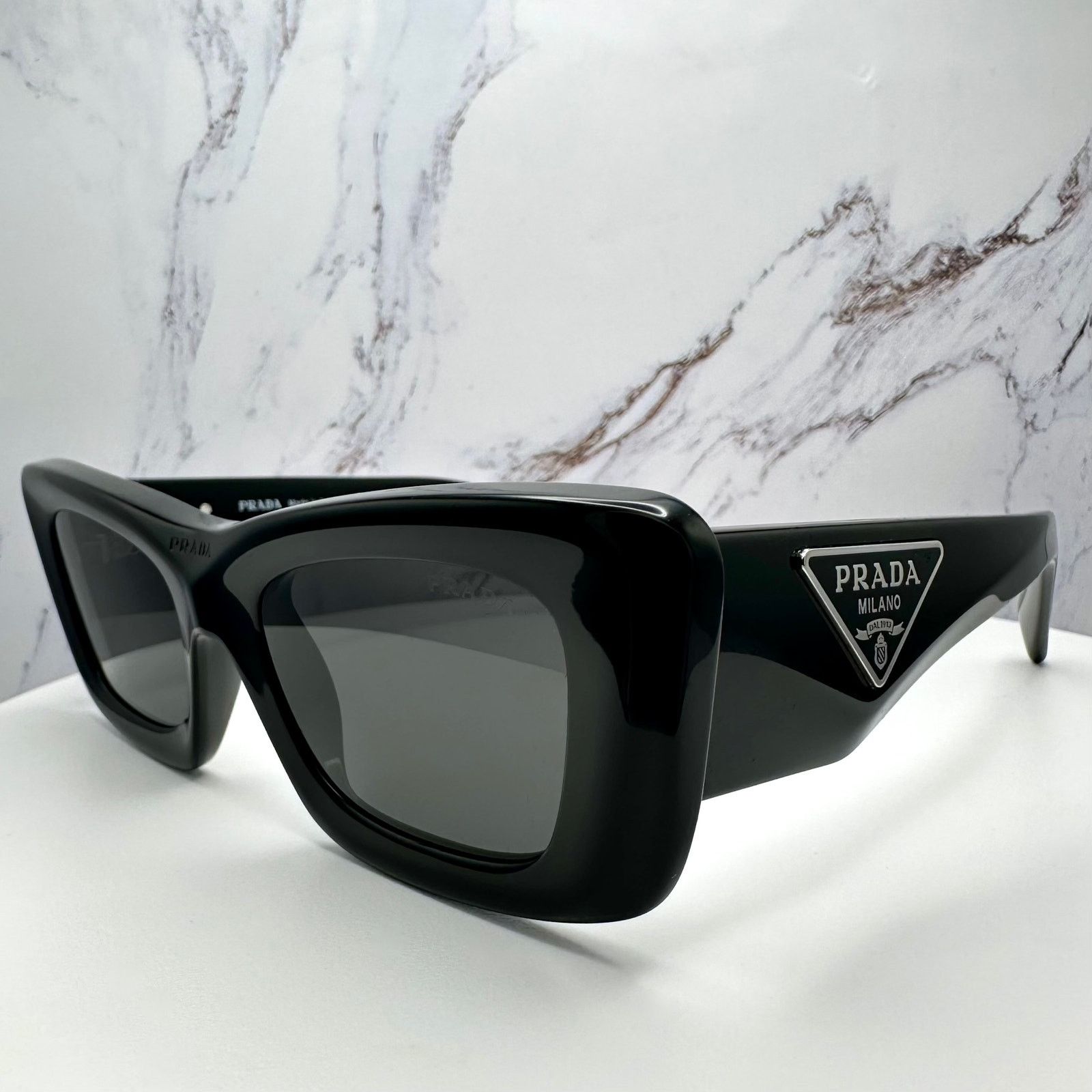 Prada Prada Sunglasses Black Square Cat Eye Triangle Logo Size ONE SIZE - 4 Thumbnail