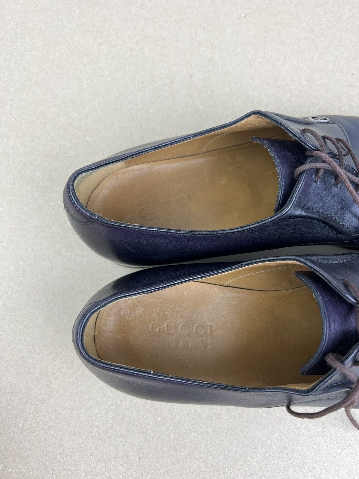 Gucci GUCCI Derby Leather Shoes Lace Up GG Logo Dark Purple Men’s Size US 10.5 / EU 43-44 - 17 Thumbnail