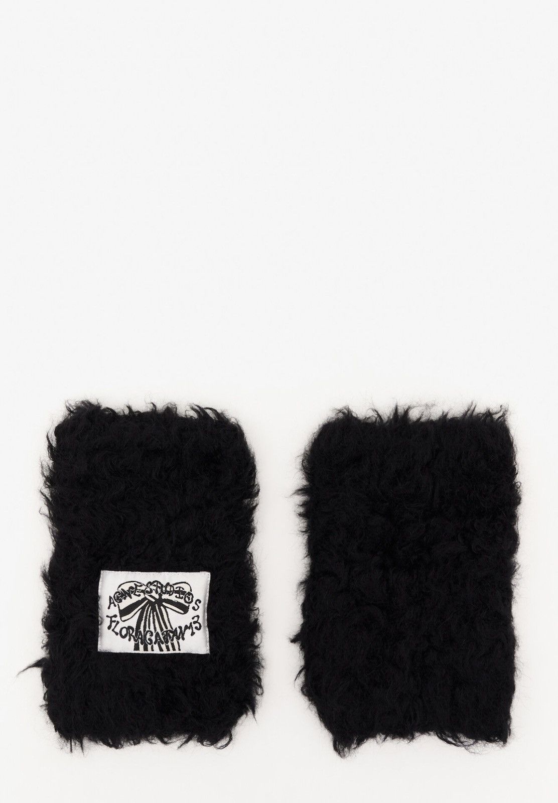 Acne Studios Last Acne Studios Black Alpaca Logo Mittens Size ONE SIZE - 1 Thumbnail