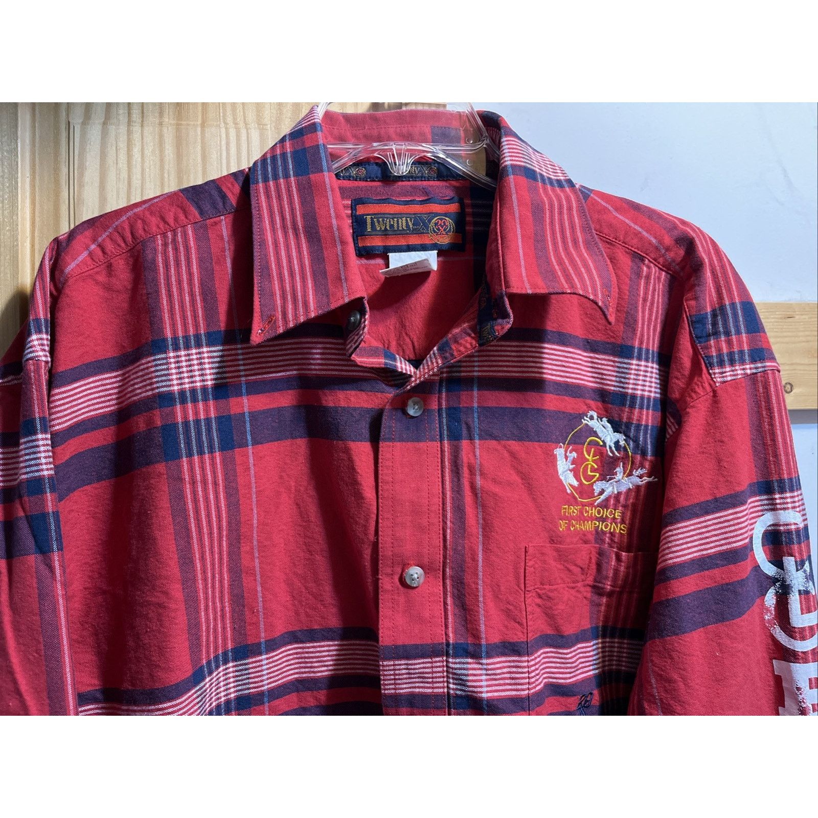 Wrangler Wrangle Vintage Twenty X Men’s XL Shirt Red Plaid LS Button Size US XL / EU 56 / 4 - 4 Thumbnail