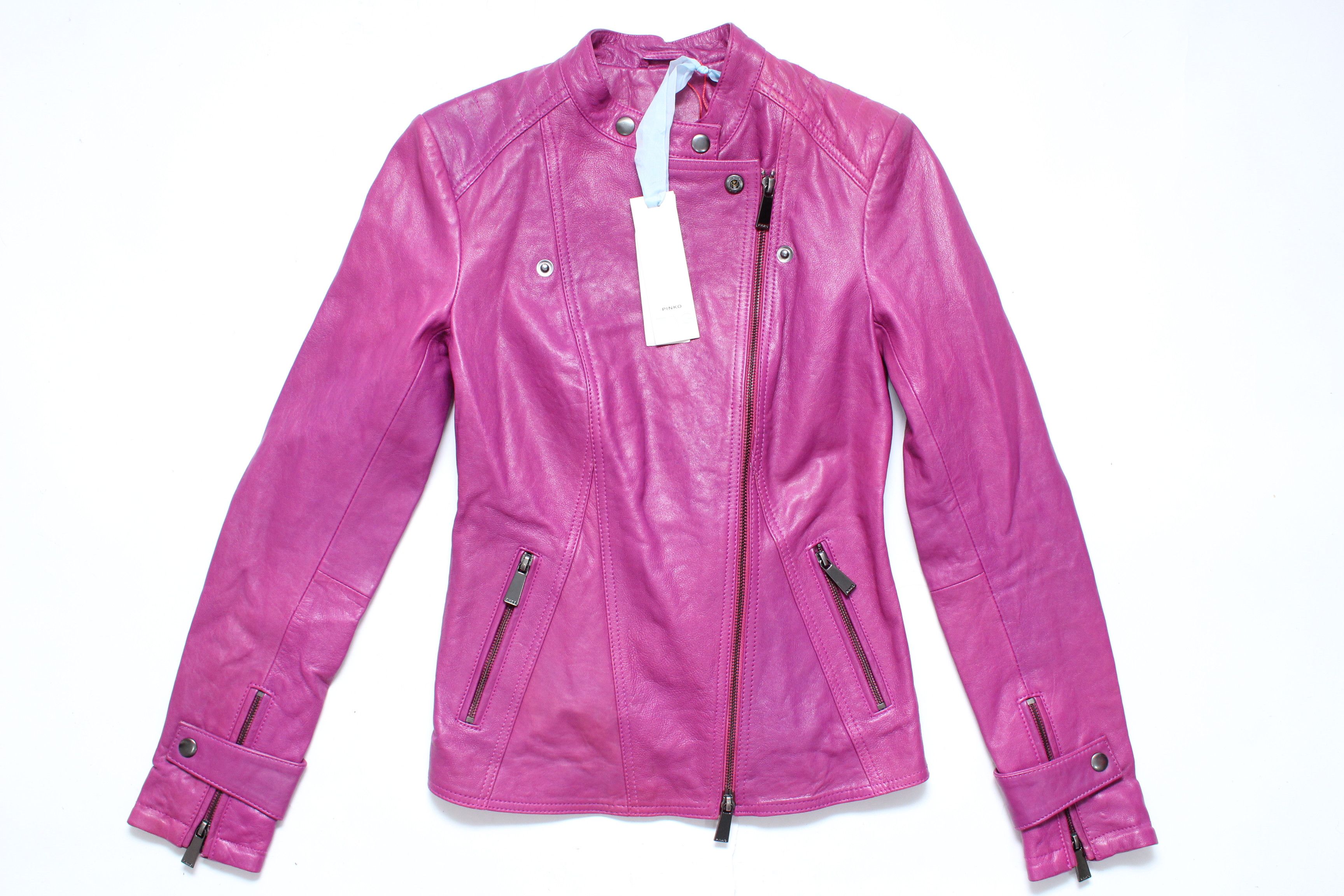 Pinko Tag Leather Jacket Womens Size 42 Authentic Hype