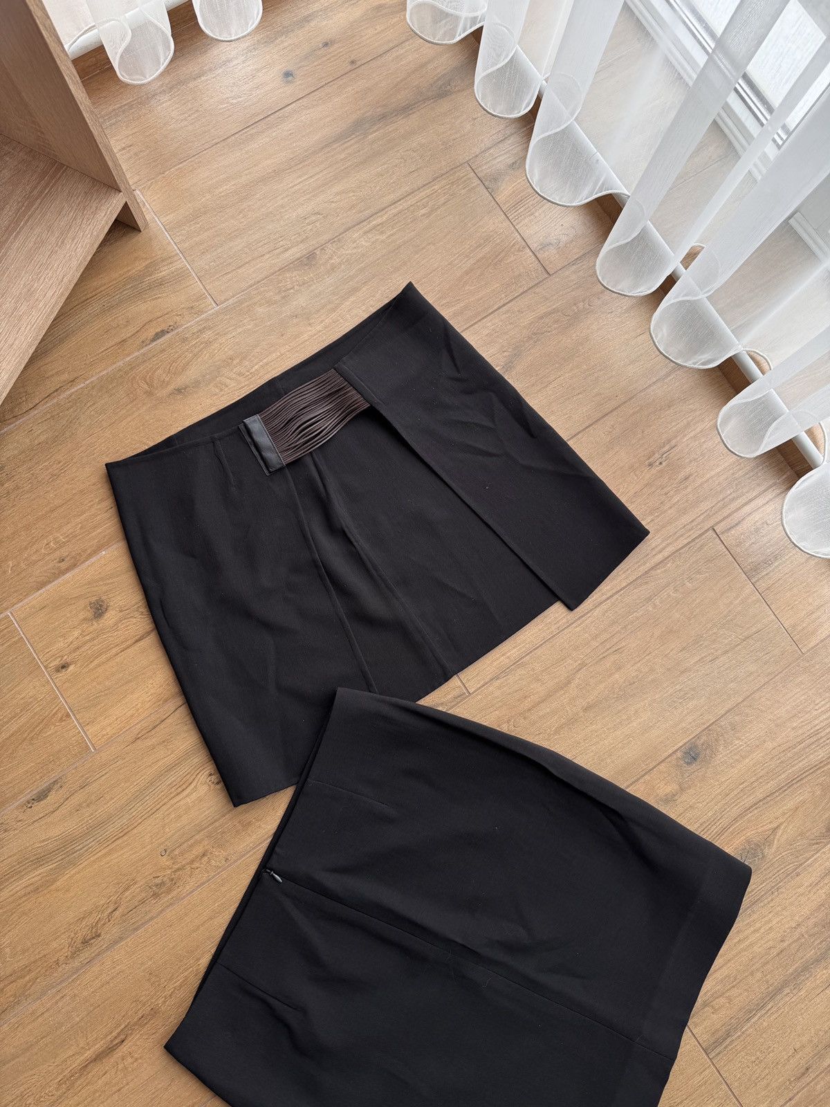 Akris × Vintage Akris Black Corset Belt Leather Elastic WaistCincher x Skirt Size 26" / US 2 / IT 38 - 7 Thumbnail
