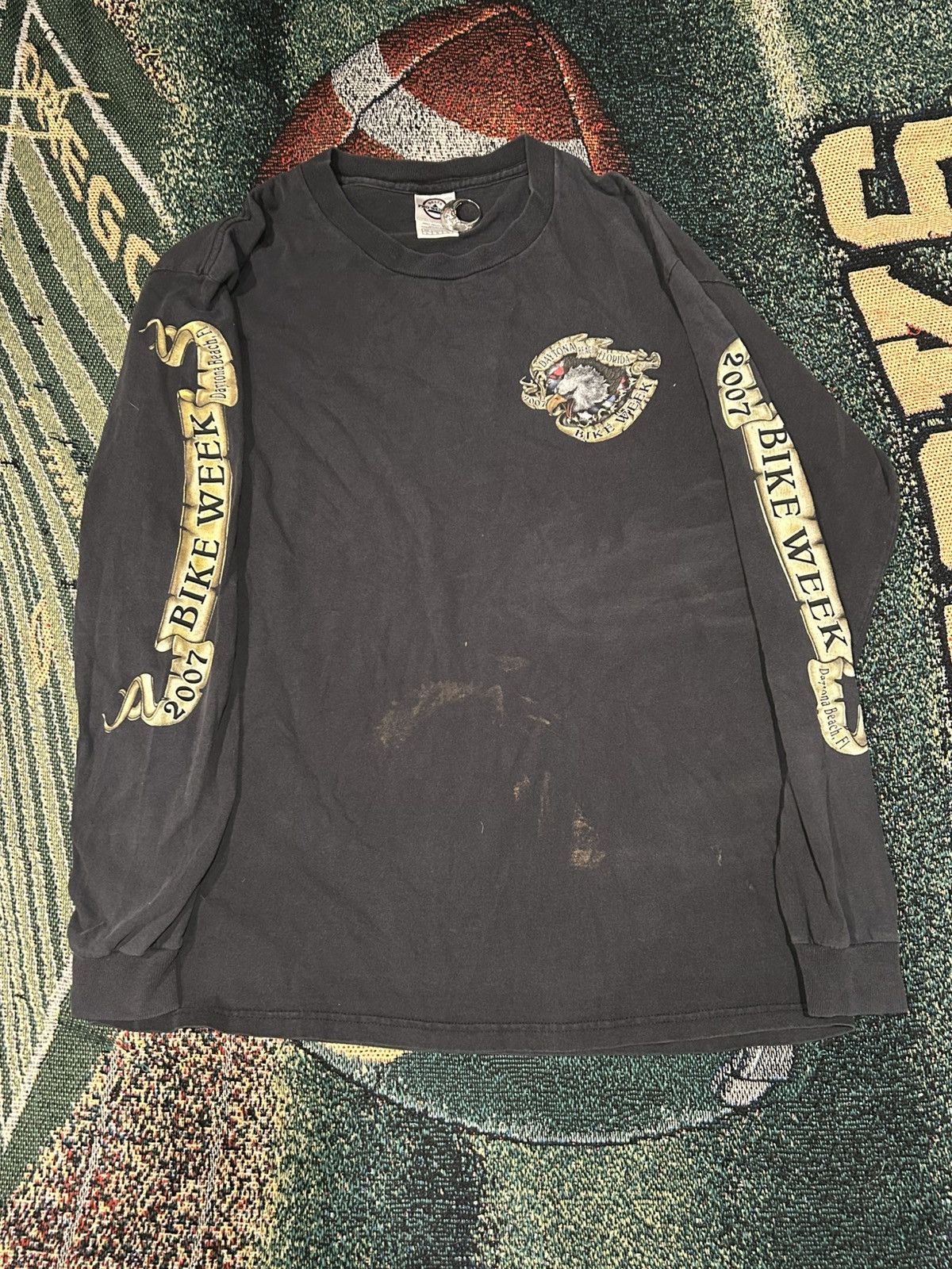 Vintage VTG 2007 long sleeve Daytona biker shirt w/ faded bleached Size US L / EU 52-54 / 3 - 2 Thumbnail