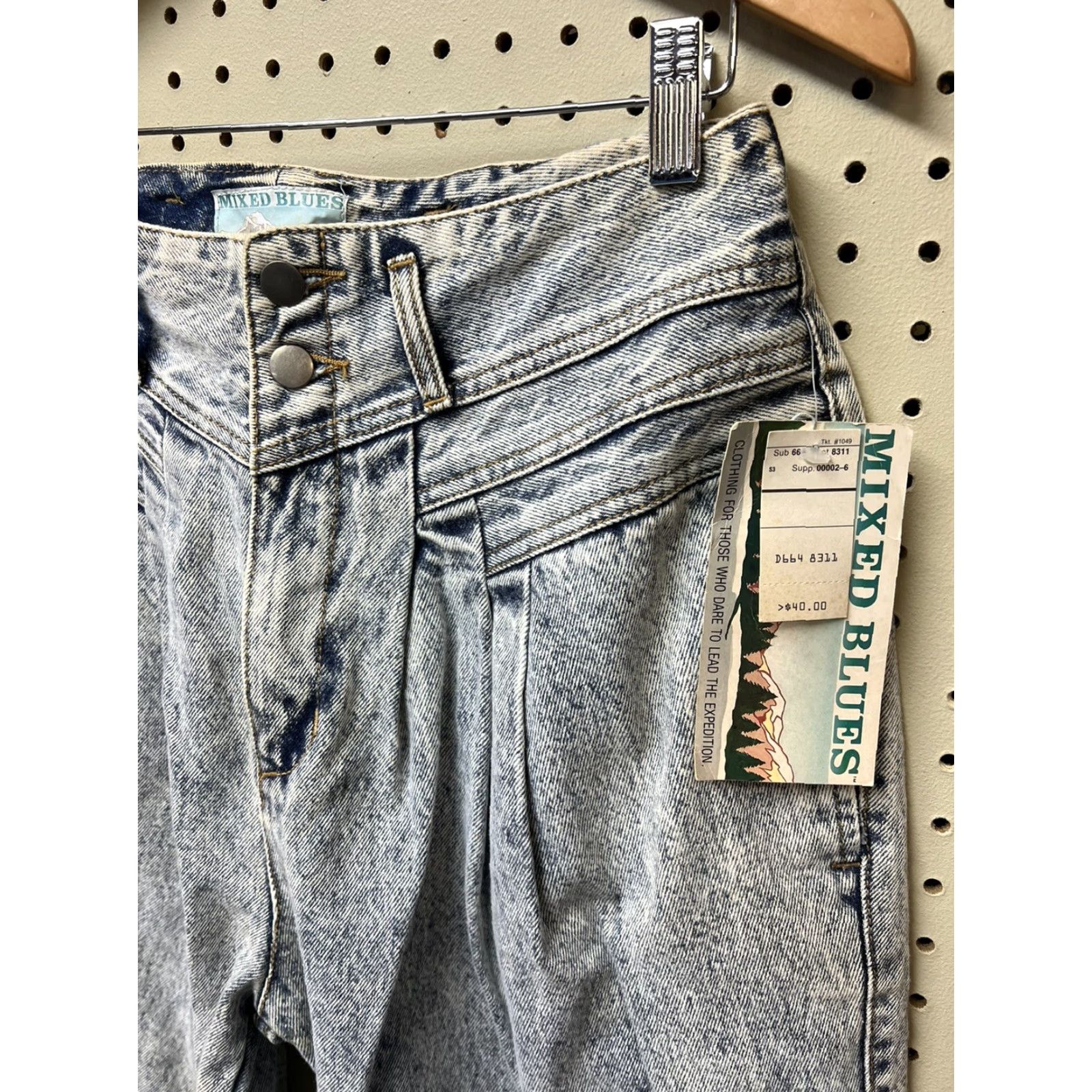 Vintage VINTAGE Mixed Blues Jeans Parachute Acid Wash Denim Womens 80s Sz 13 28”W Regular NOS Size 34" / US 12 / IT 48 - 2 Thumbnail