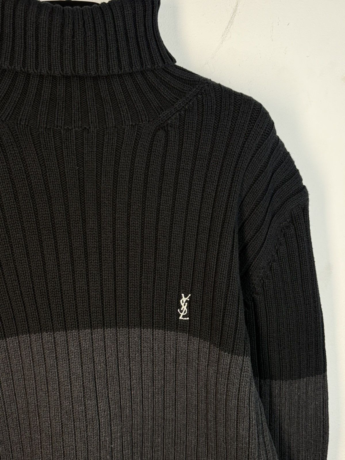Vintage × Yves Saint Laurent Grey/Black YSL Sweater Turtleneck 