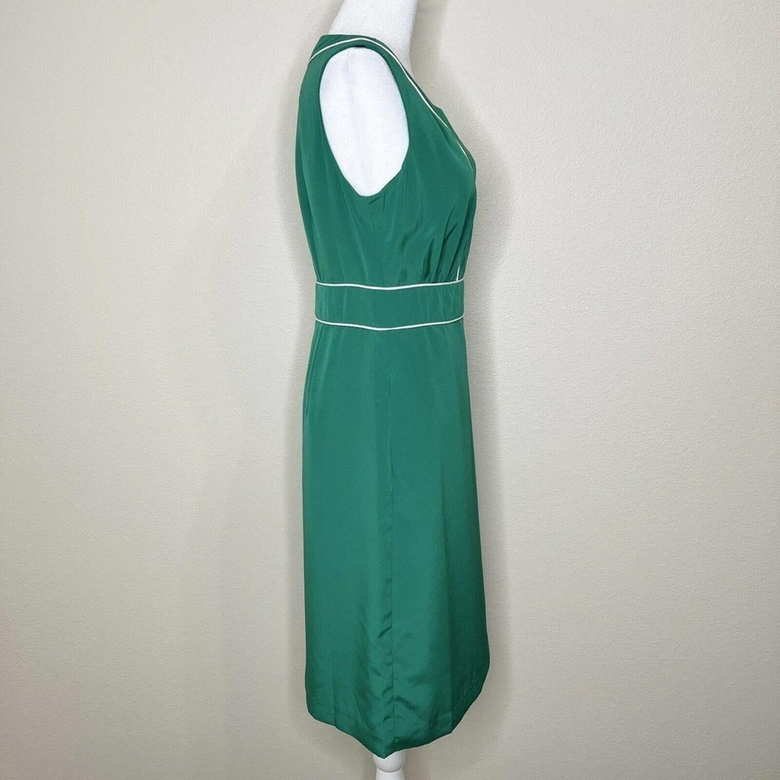 Banana Republic Banana Republic Cadmium Green Sleeveless V-Neck Sheath Dress Size S / US 4 / IT 40 - 9 Thumbnail