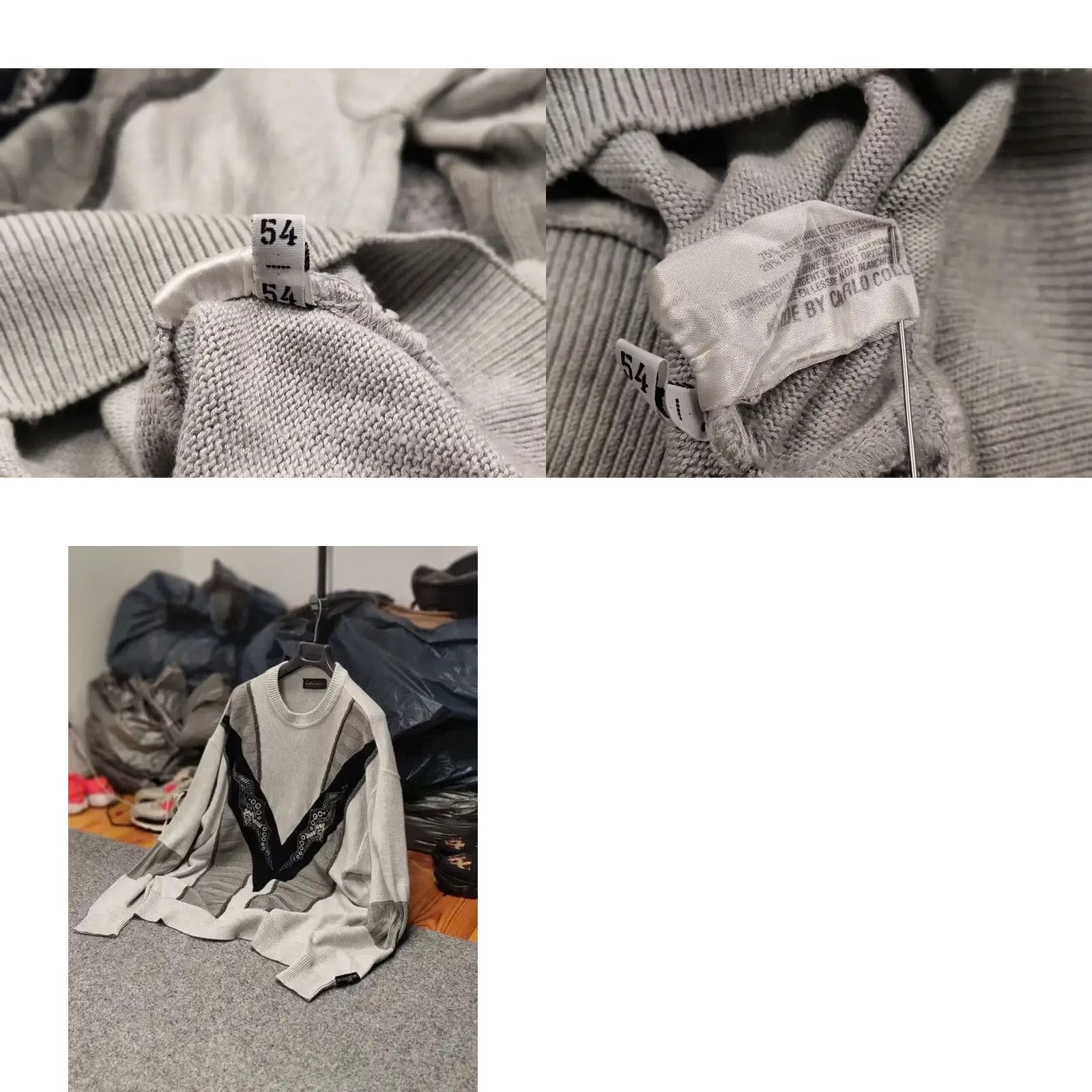 Carlo Colucci VINTAGE Carlo Colucci Gray Pattern Knit Sweater Mens L Gray 90s Knit Crew Neck Pullover Classic Patterned Knit Sweater Size US L / EU 52-54 / 3 - 9 Thumbnail