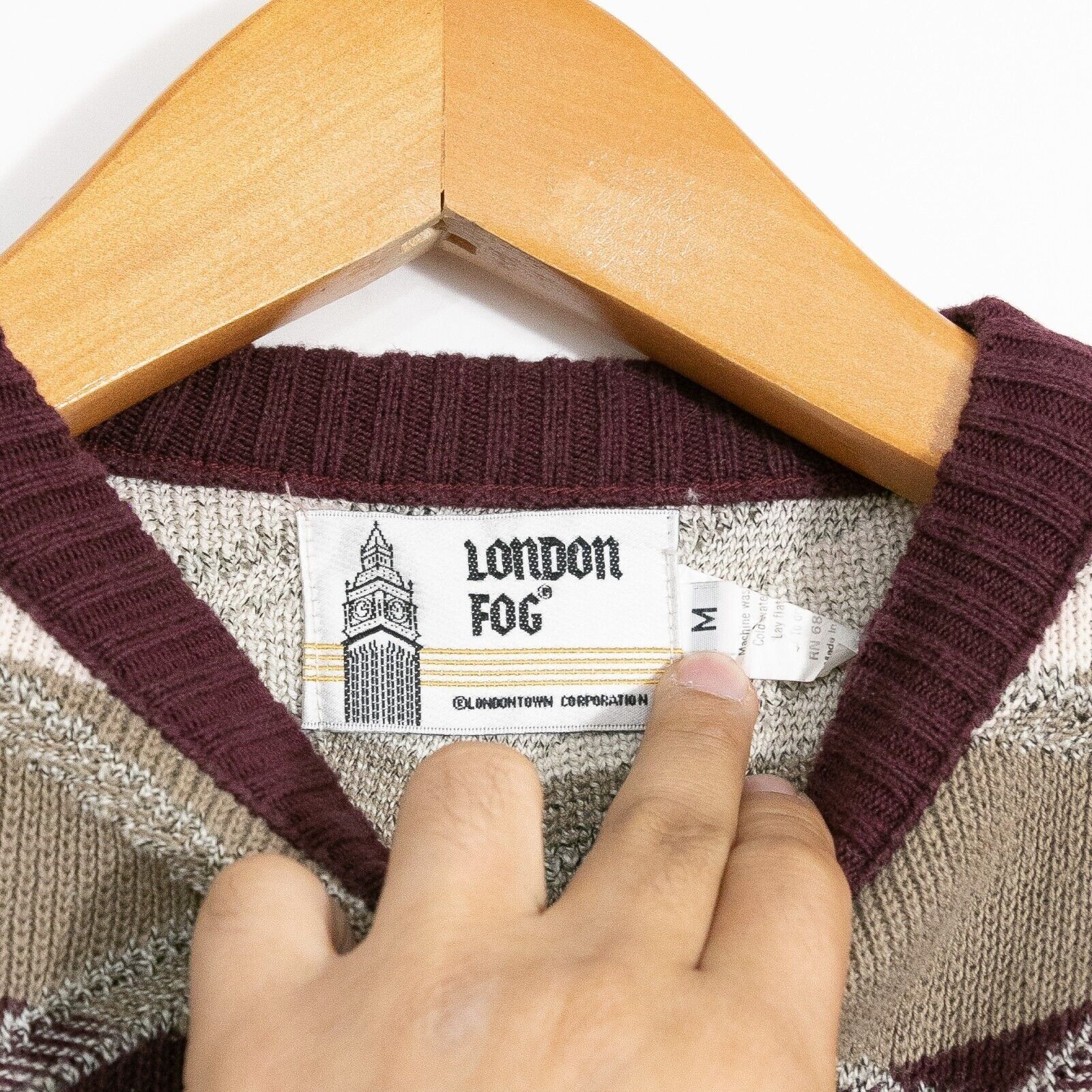 London Fog × Vintage Vintage London Fog Acrylic Sweater Mens Medium - Striped Size US M / EU 48-50 / 2 - 3 Thumbnail