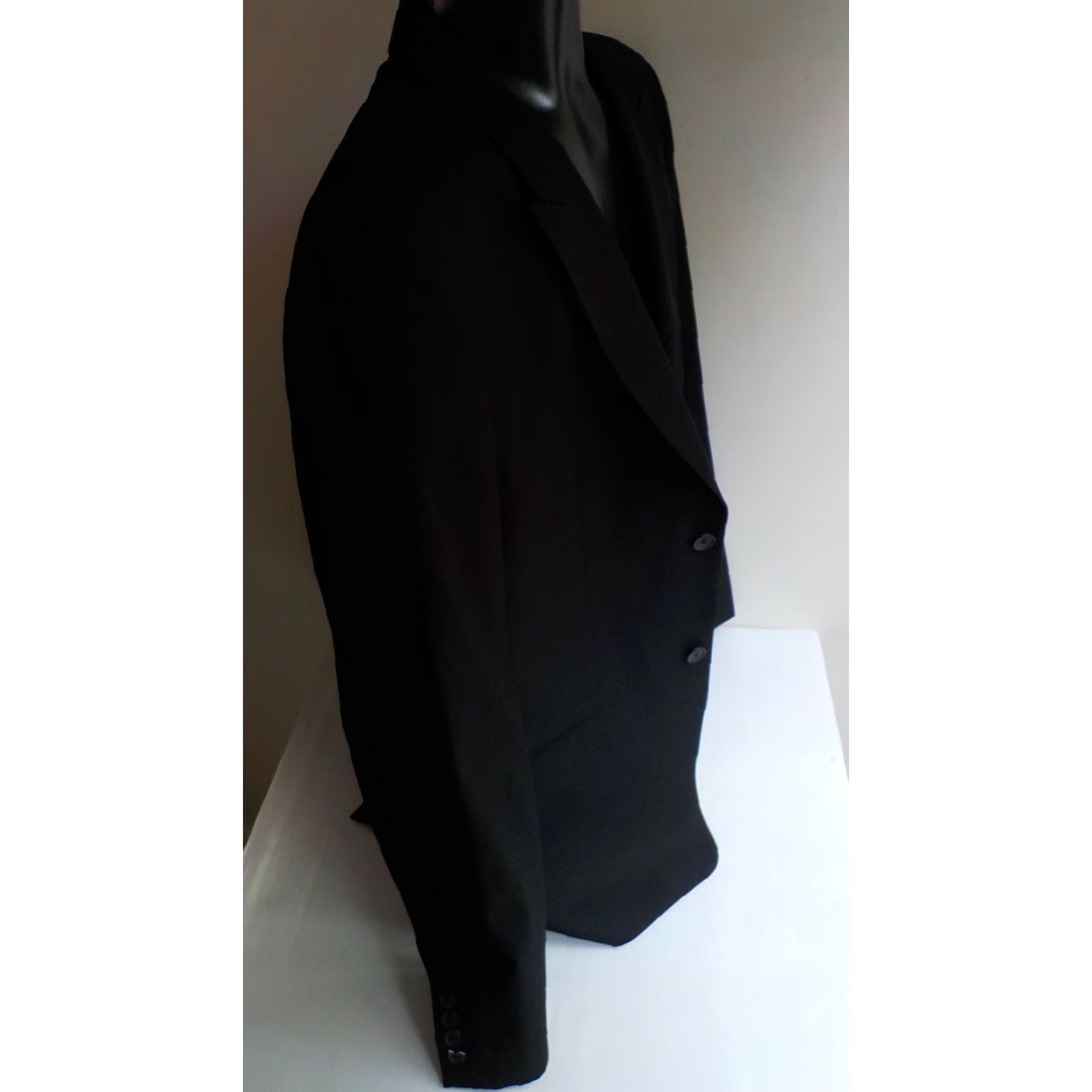 Vintage HOWE Blazer Sport Coat 2 Button Black Poly/Viscose SZ 46R Regular Men’s Blazer Size 46R - 4 Thumbnail