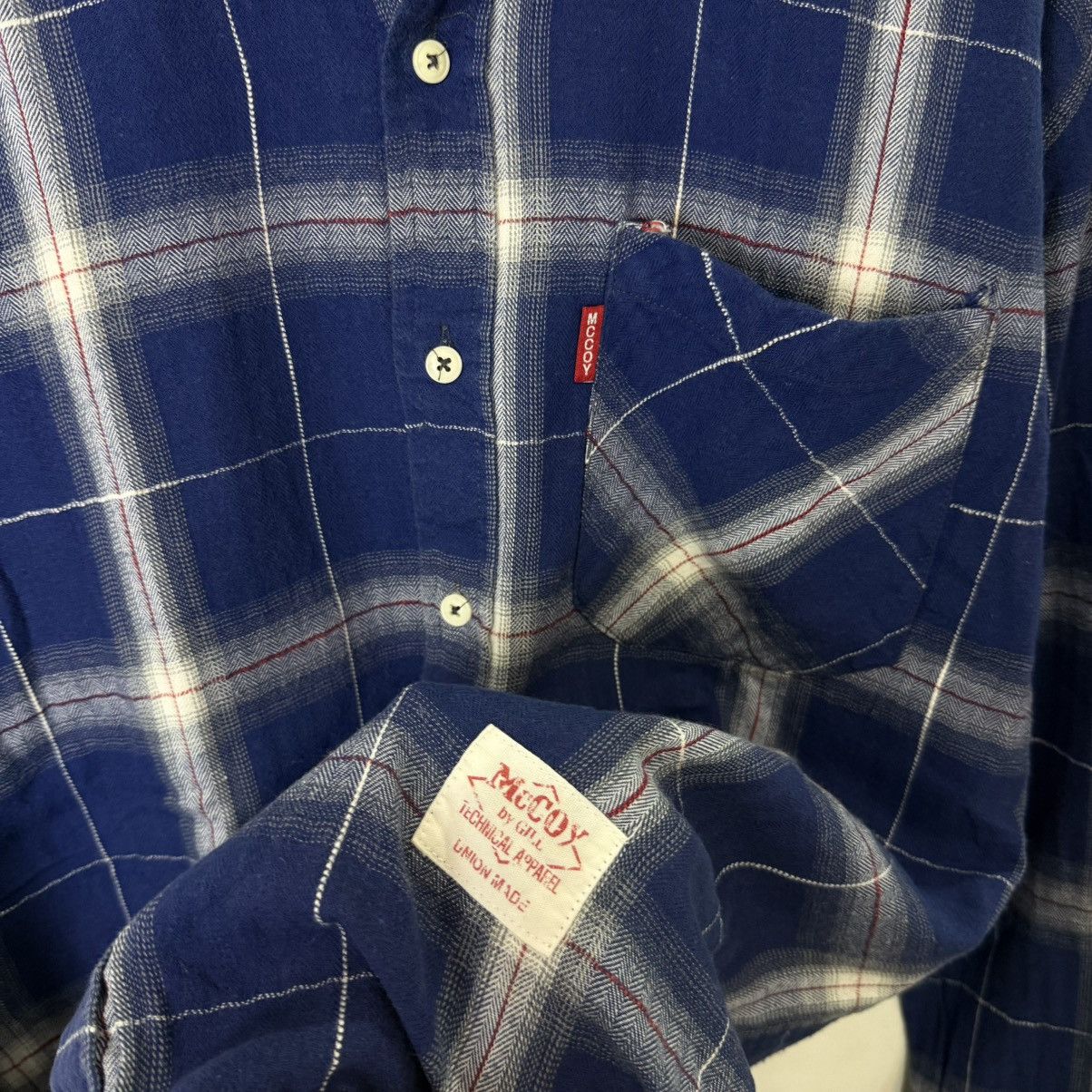 Japanese Brand Mc Coy plaid flannel blue button Size US XL / EU 56 / 4 - 5 Thumbnail