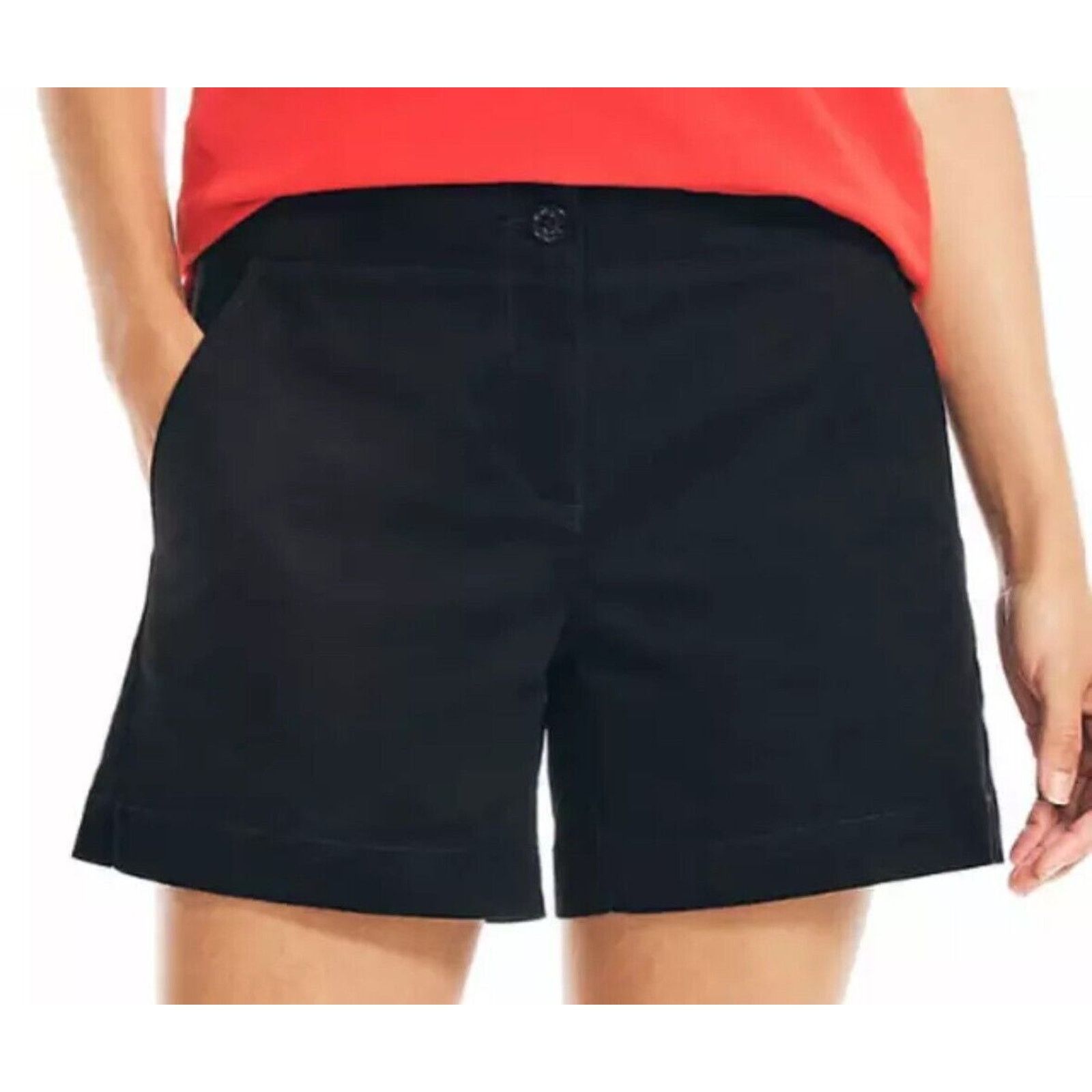 Nautica NEW Nautica Women Mid Rise Midweight Twill Short Black us 6 Size 28" / US 6 / IT 42 - 6 Thumbnail