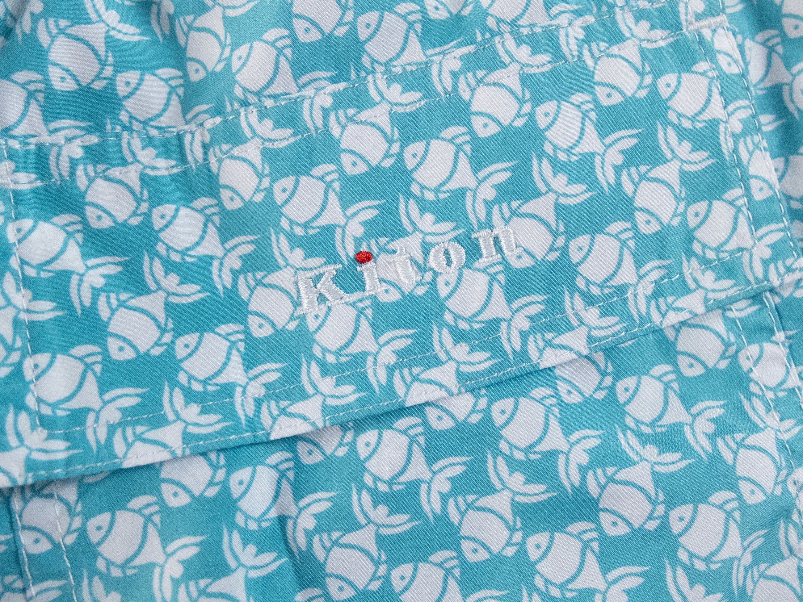 Kiton KITON Napoli blue & white fish print nylon swim shorts XL Size US 36 / EU 52 - 7 Thumbnail