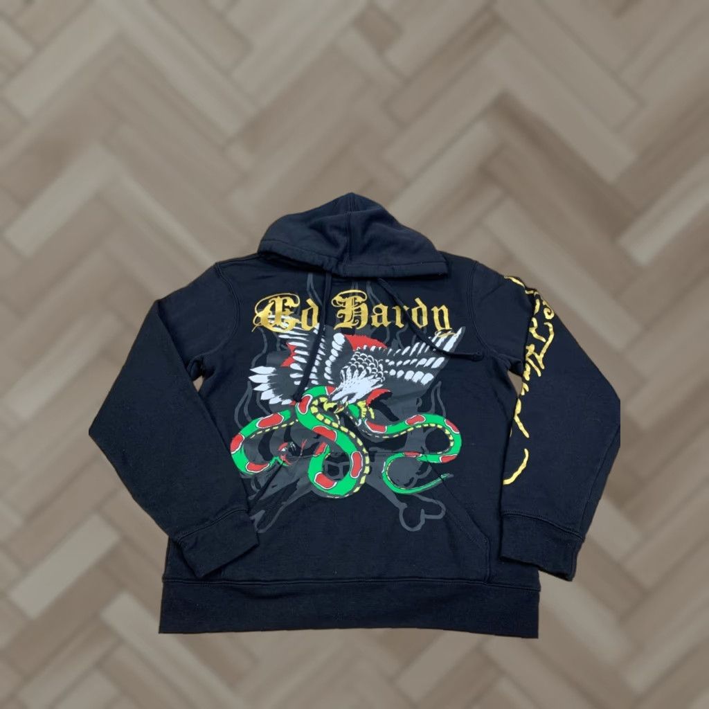 Ed Hardy Ed Hardy Hoodie Mens S Black Pullover Y2K Snake Eagle Goth 11395 Size US S / EU 44-46 / 1 - 1 Thumbnail