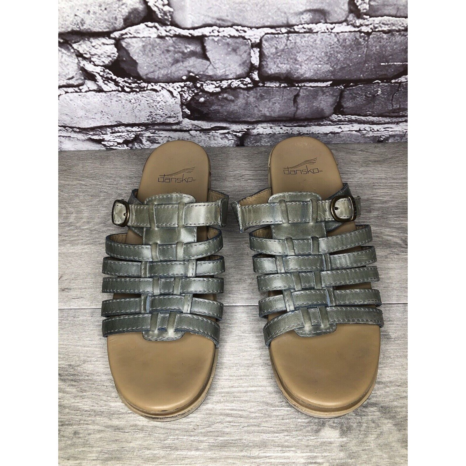 Other Dansko Blue Teal Leather Slide Buckle Straps Clogs Sandals W Size US 7.5 / IT 37.5 - 11 Thumbnail