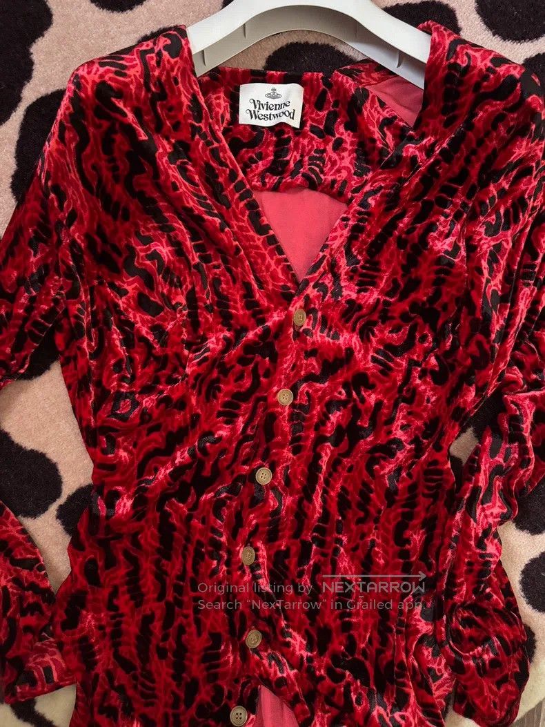 Vivienne Westwood Vivienne Westwood Burgundy velvet bow tie velvet print asy Size S / US 4 / IT 40 - 5 Thumbnail