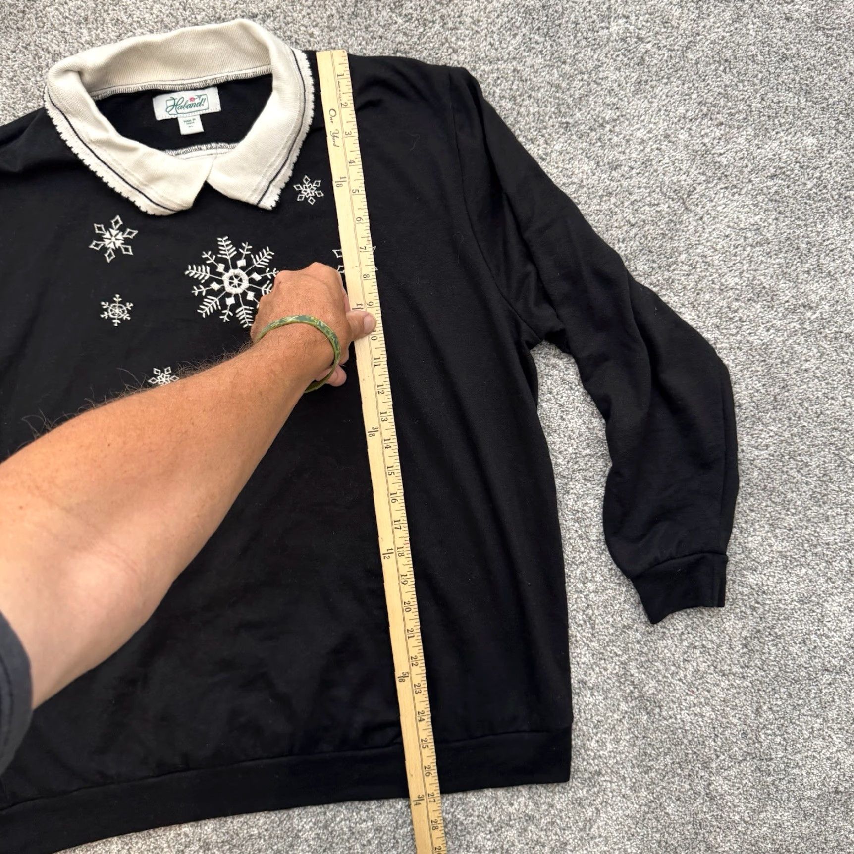 Haband VINTAGE Haband Collared Sweatshirt 18-20 Black Snowflakes Winter Holiday Grandmacore Womens Size XXL / US 16-18 / IT 52-54 - 2 Thumbnail