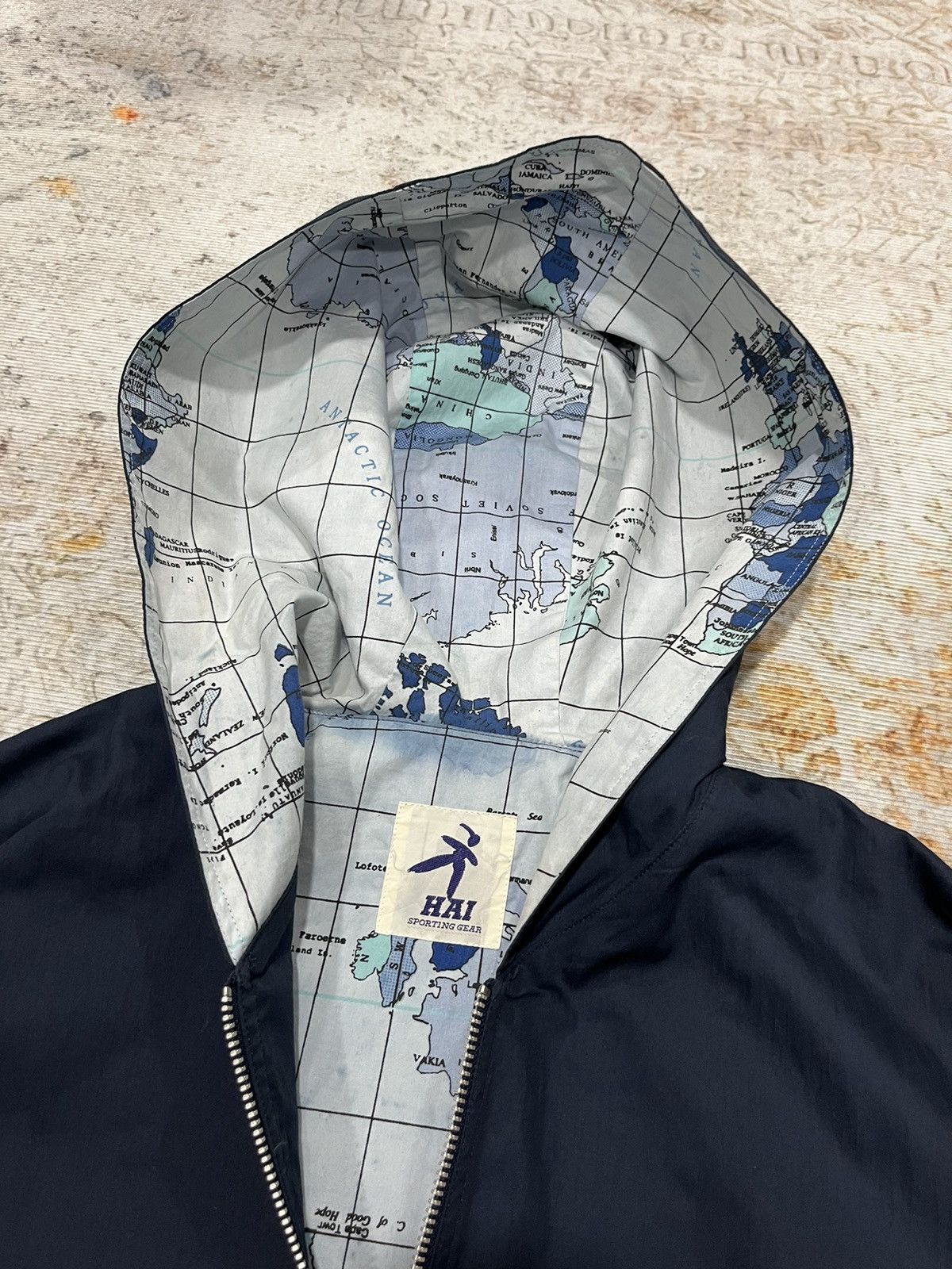 Issey Miyake Hai Sporting Gear by Issey Miyake In World Map Motif Jacket Size US L / EU 52-54 / 3 - 7 Thumbnail
