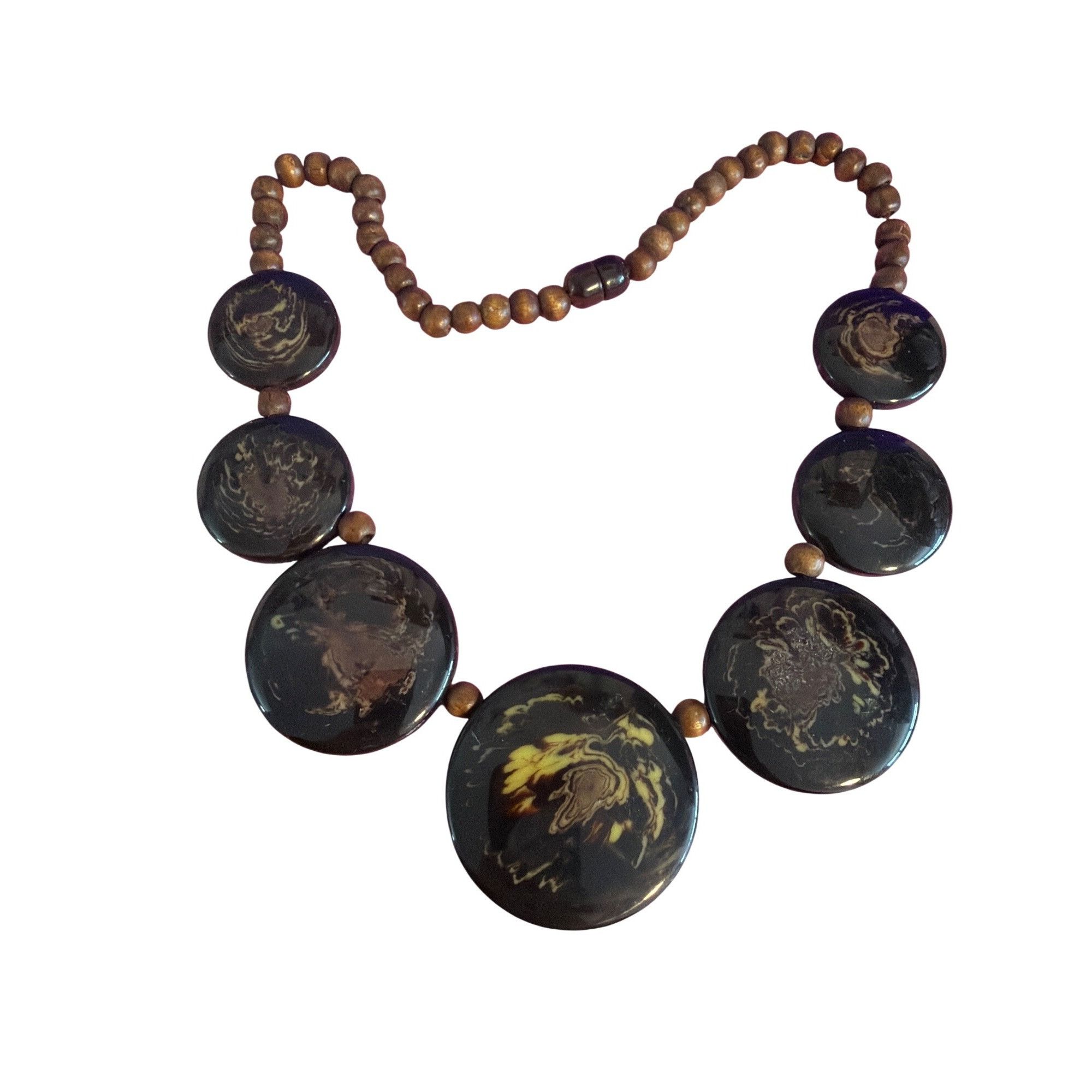 Other Vintage Wooden Bead Acrylic Disc Necklace Statement Screw Ba Size ONE SIZE - 1 Thumbnail