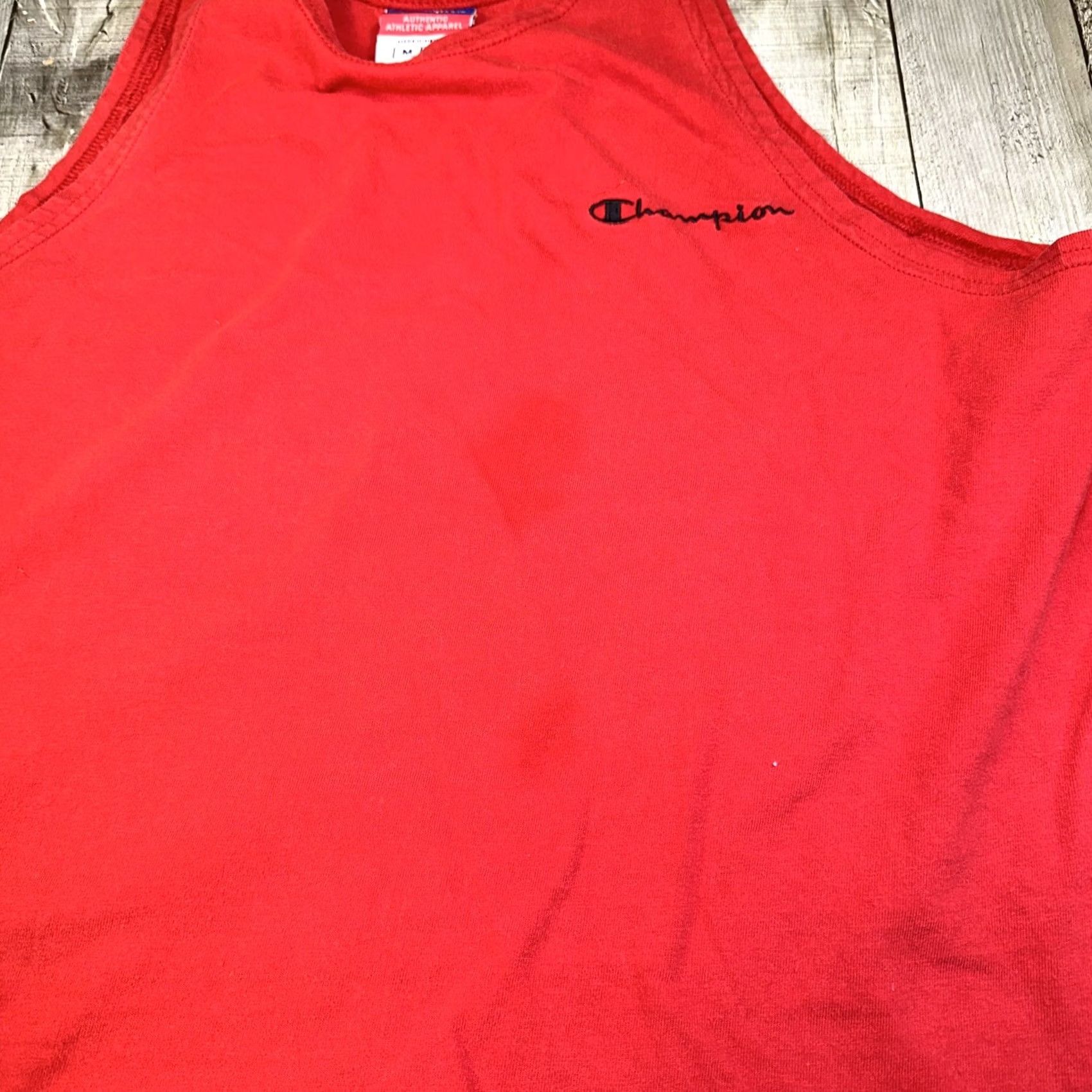 Champion VINTAGE Champion Tank Top Men M Red Script Logo 90s Regular Short Sleeve? Size US M / EU 48-50 / 2 - 2 Thumbnail