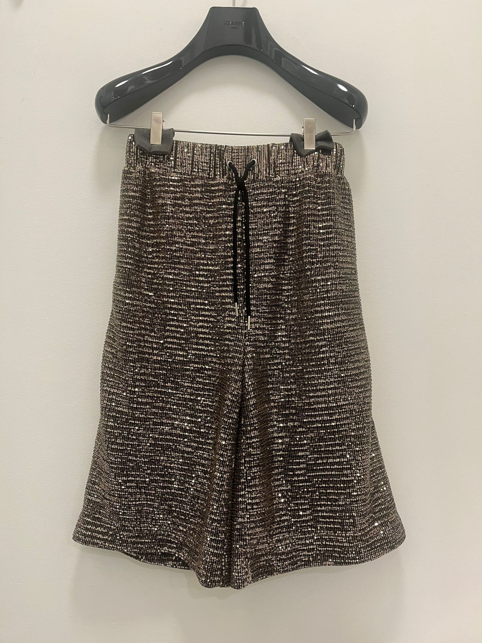 image of Celine Sequence Embroidered All Over Shorts in Bronze/Glitter/Silver, Men's (Size 30)