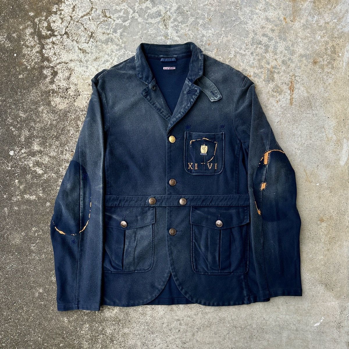 Kapital Napoleon Navy Blazer Cardigan French chore coat sweat jacket Size US L / EU 52-54 / 3 - 2 Thumbnail