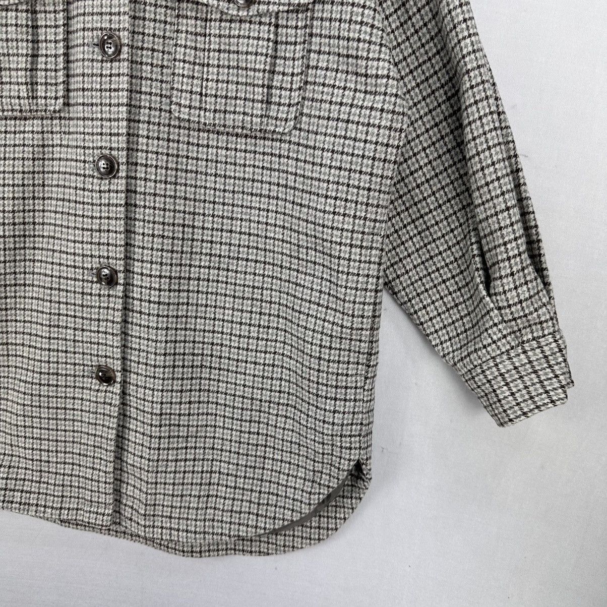 Japanese Brand Vintage Wool Houndstooth Flannel Jacket Women by Merlot Size S / US 4 / IT 40 - 3 Thumbnail