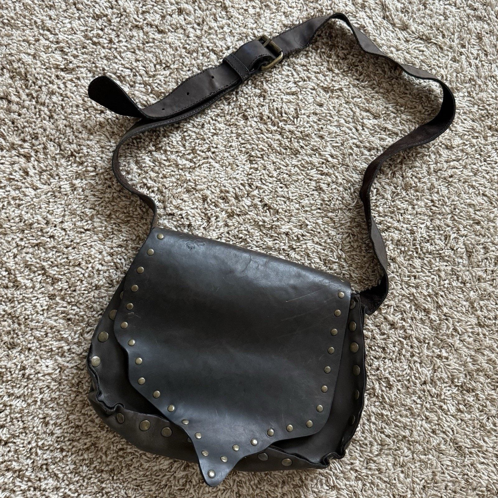 Patricia Nash Dark Brown Leather Bag Purse Shoulder Studded