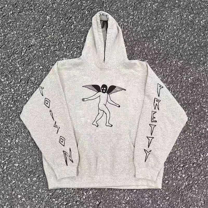 Designer × Japanese Brand Grey washed vintage God print cotton hoodie Size US 32 / EU 48 - 2 Thumbnail