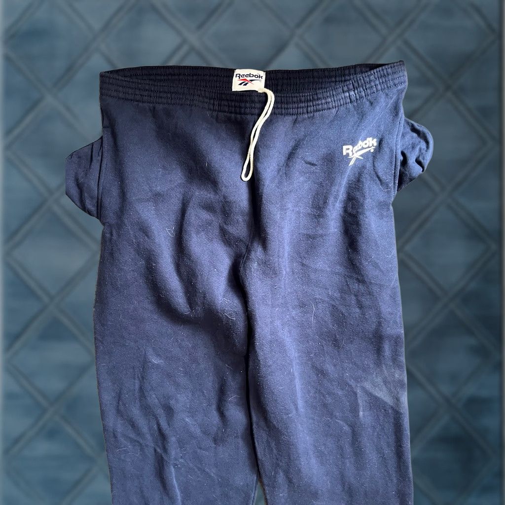 Reebok VINTAGE Reebok Sweatpants Mens Large Navy Baggy Fleece Spellout Joggers 90s Size US 33 - 1 Thumbnail