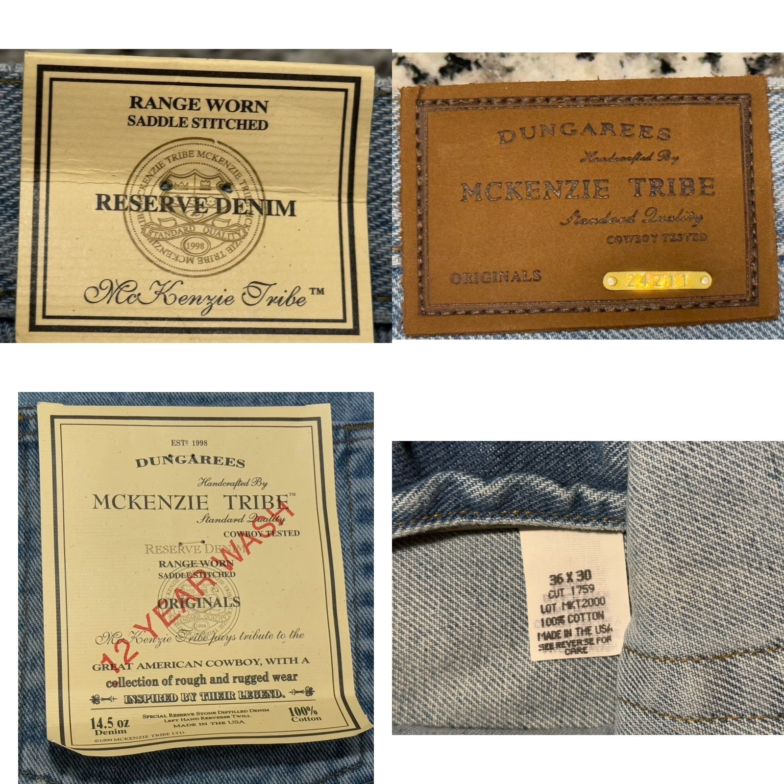 Vintage VINTAGE McKenzie Tribe Jeans Denim 35x29.5 Regular Men Blue 5-Pocket USA 90s Theme Mens Size US 35 - 8 Thumbnail