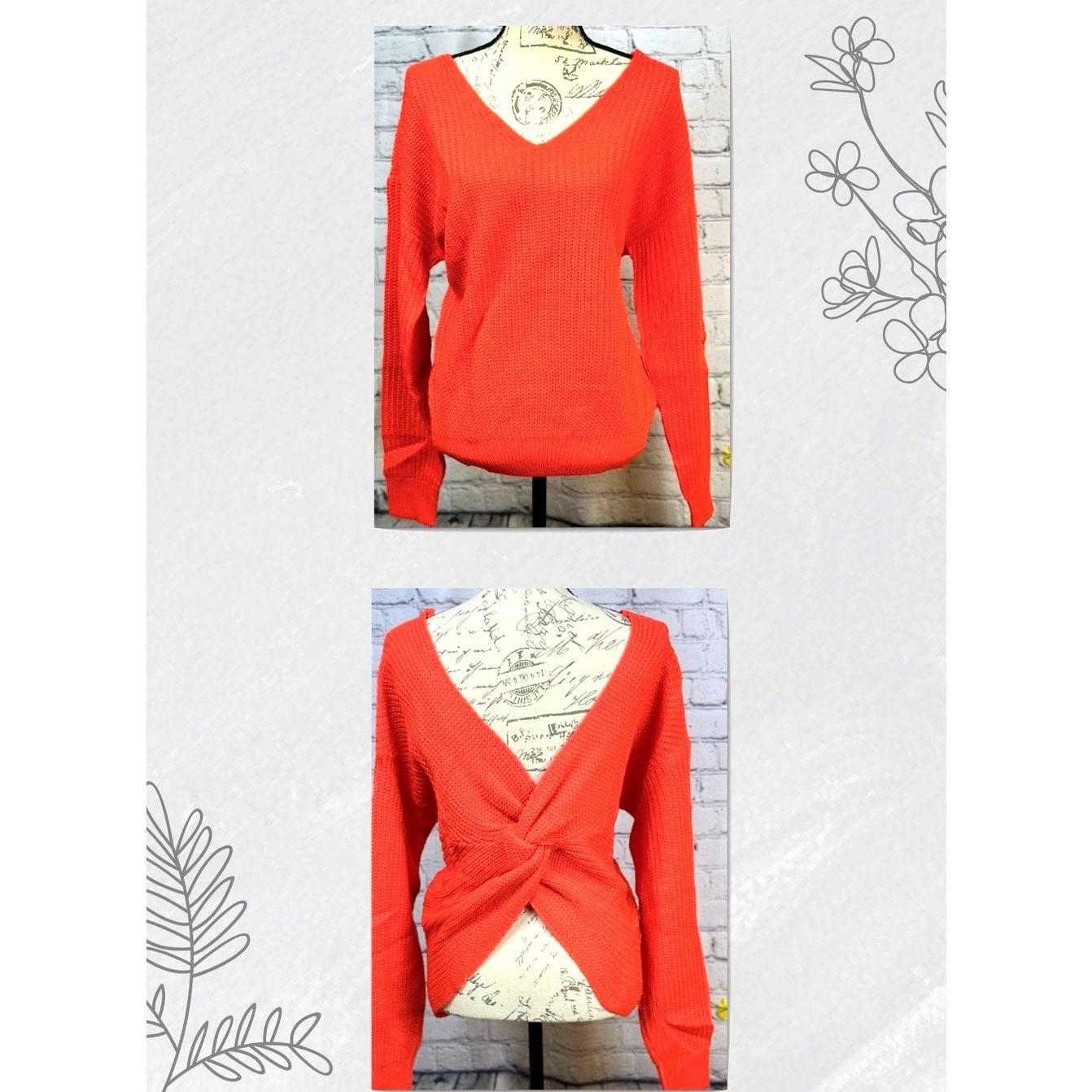 Other Reversible Twisted Knit Long Sleeve Fall Sweater Orange M Size M / US 6-8 / IT 42-44 - 2 Thumbnail
