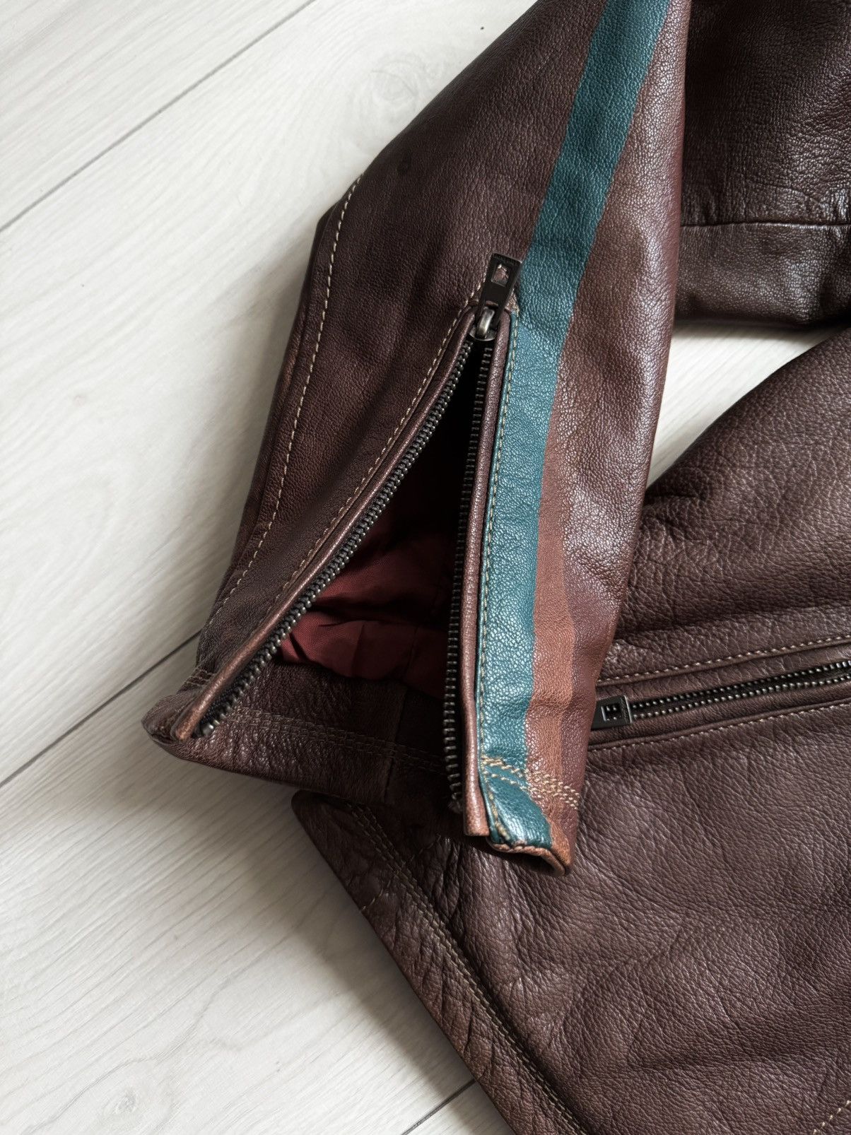 Vintage Strellson Swiss Cross Biker Moto Leather Jacket