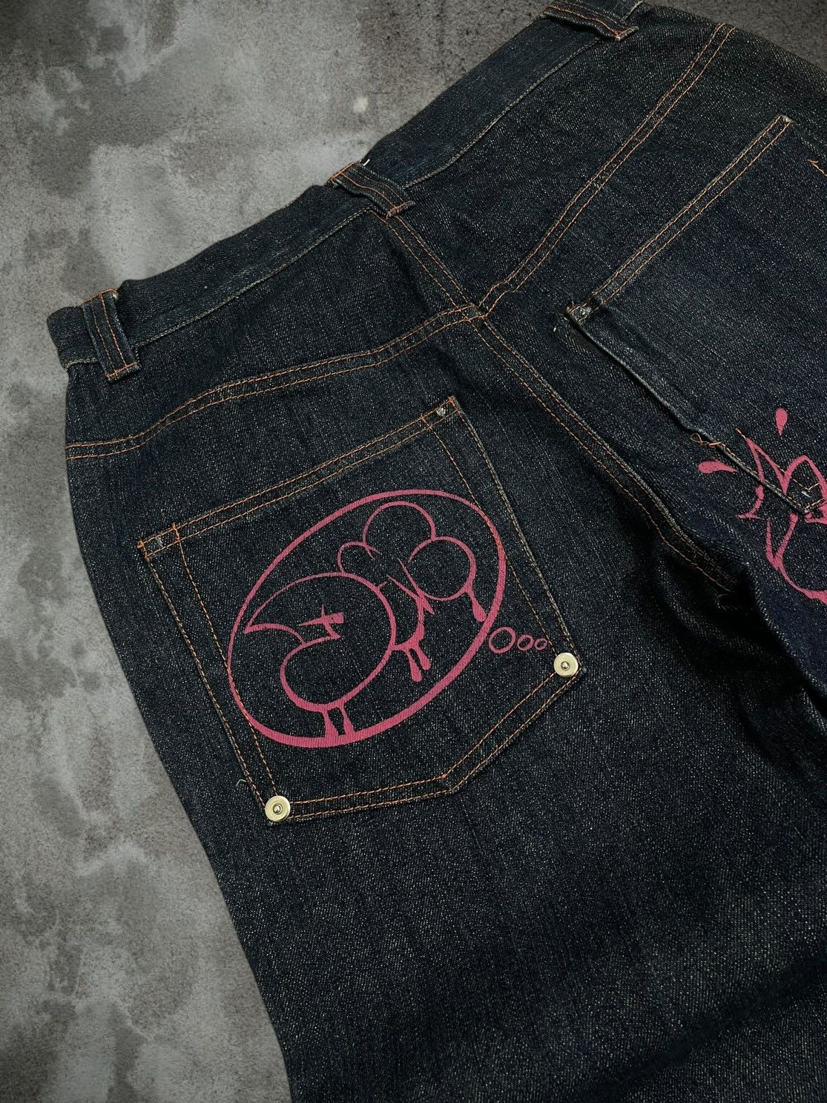 Japanese Brand Vintage Og 1990s Japan Designer Octopus Graffiti Baggy Denim Size US 31 - 17 Thumbnail