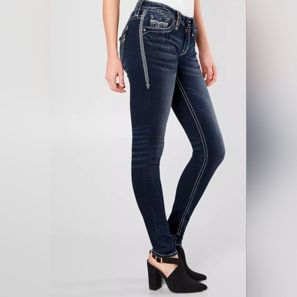 Rock Revival Rock Revival Haile Mid Rise Skinny Jeans Size 27 Size 27" / US 4 / IT 40 - 3 Thumbnail